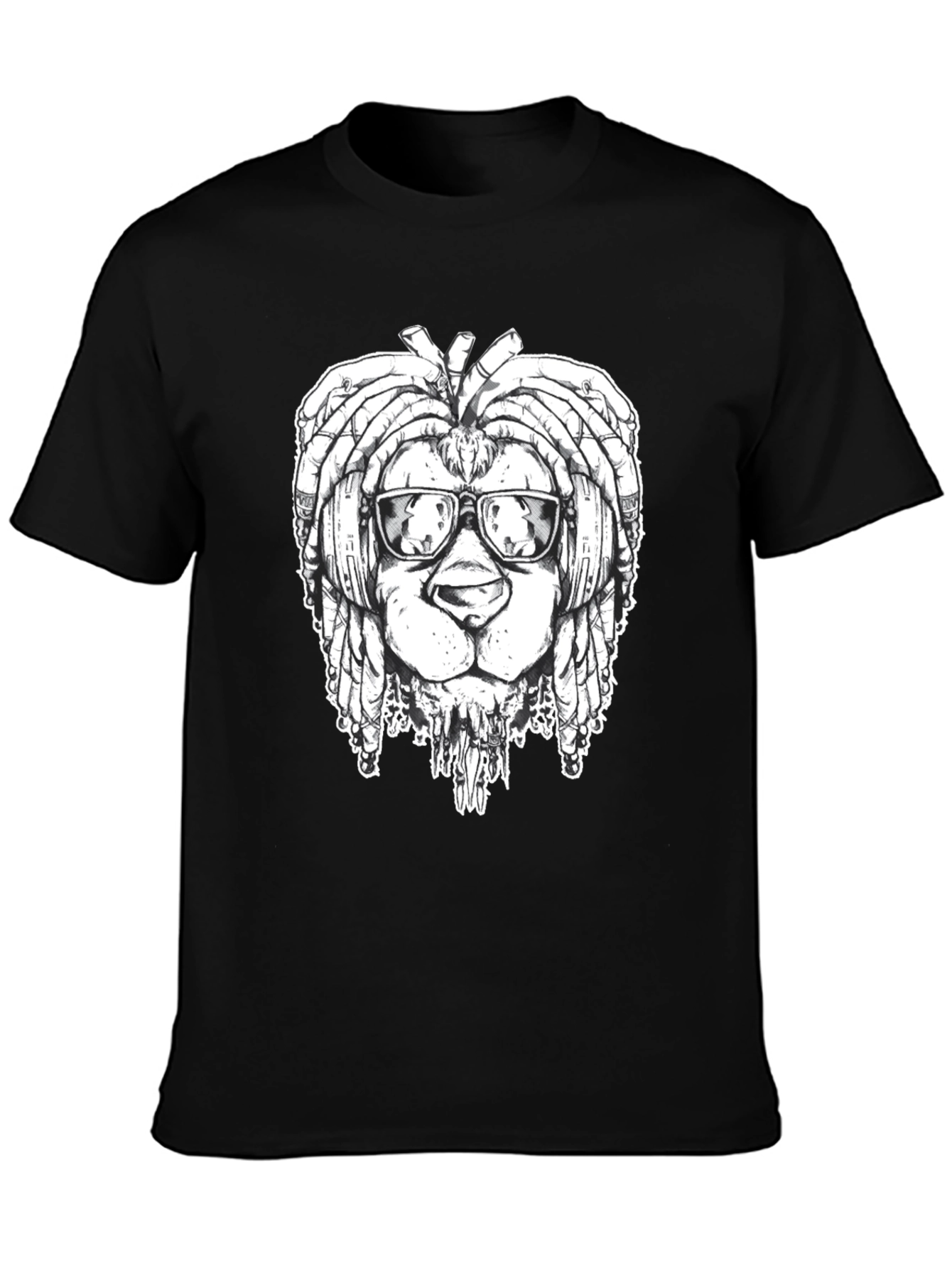 Cool Lion Dreadlocks Graphic Tee - Black