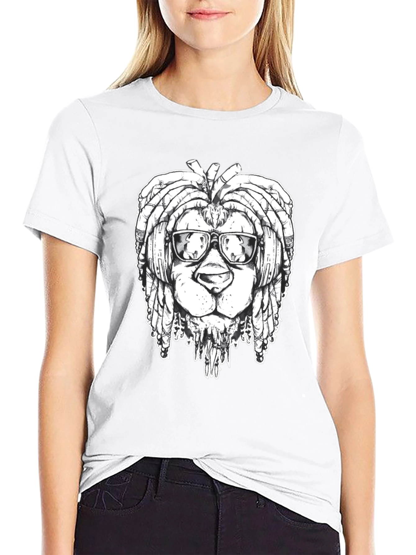 Cool Lion Dreadlocks Graphic Tee - Black