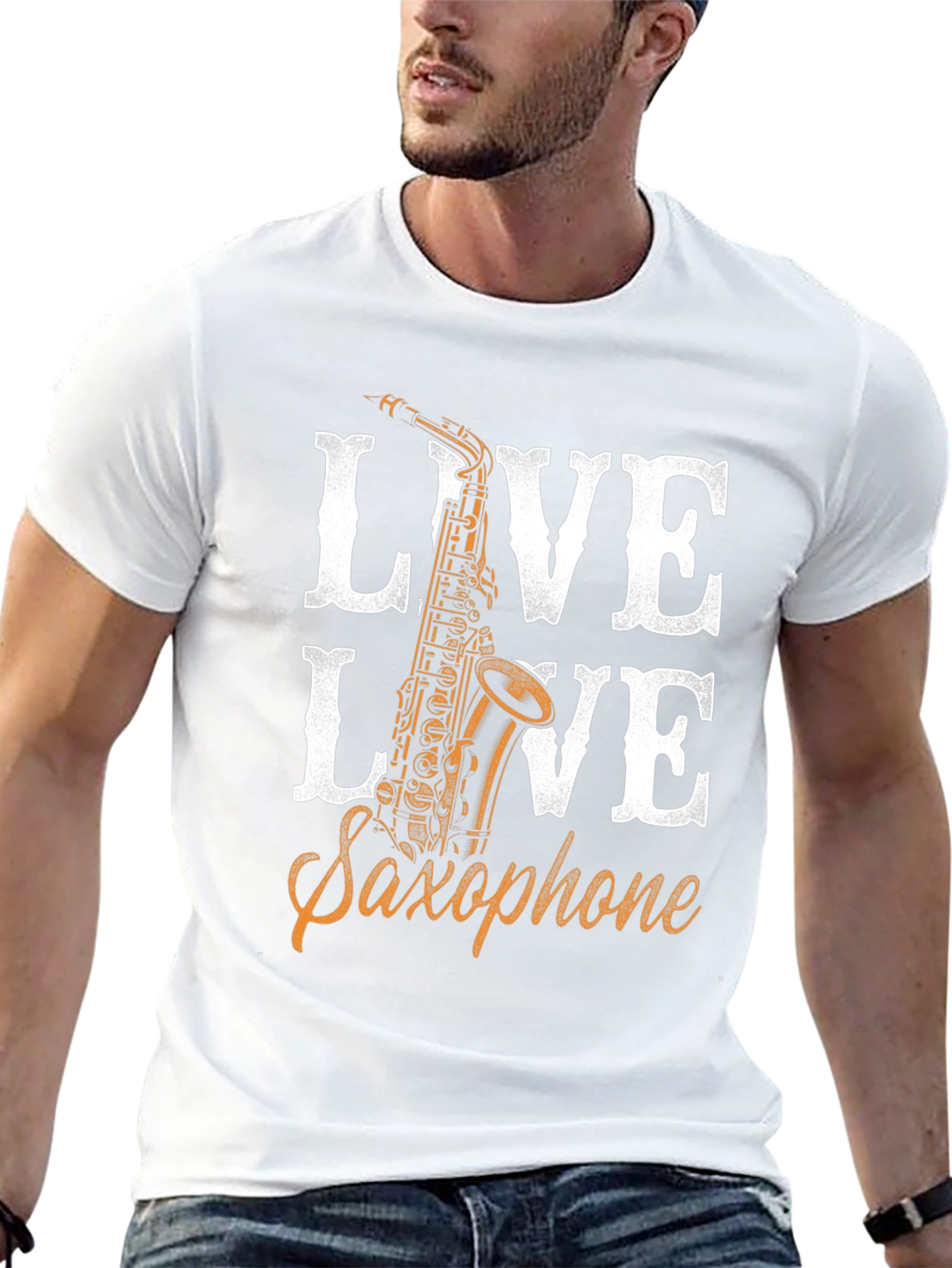 Live Saxophone T-Shirt - Black Graphic Tee