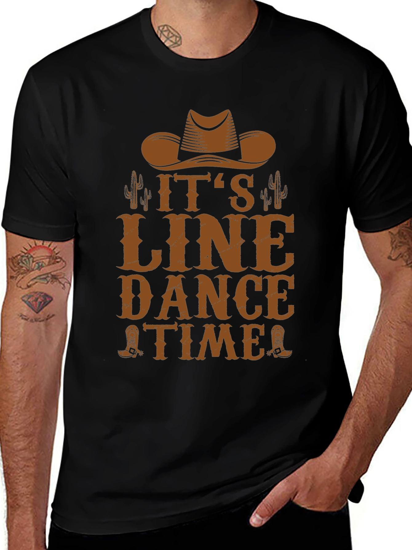Its Line Dance Time! T-Shirt Cowboy Graphic Tee