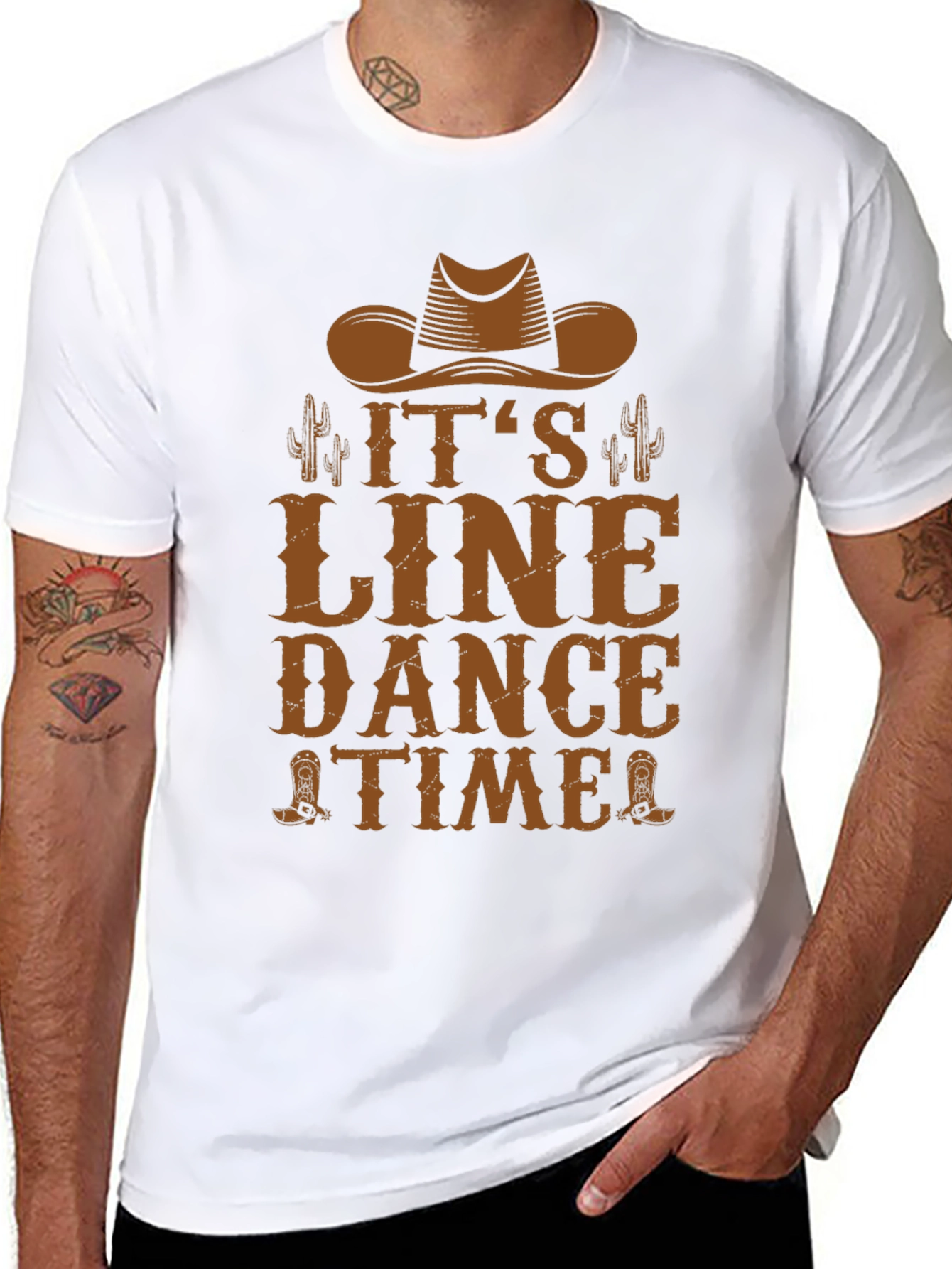 Its Line Dance Time! T-Shirt Cowboy Graphic Tee