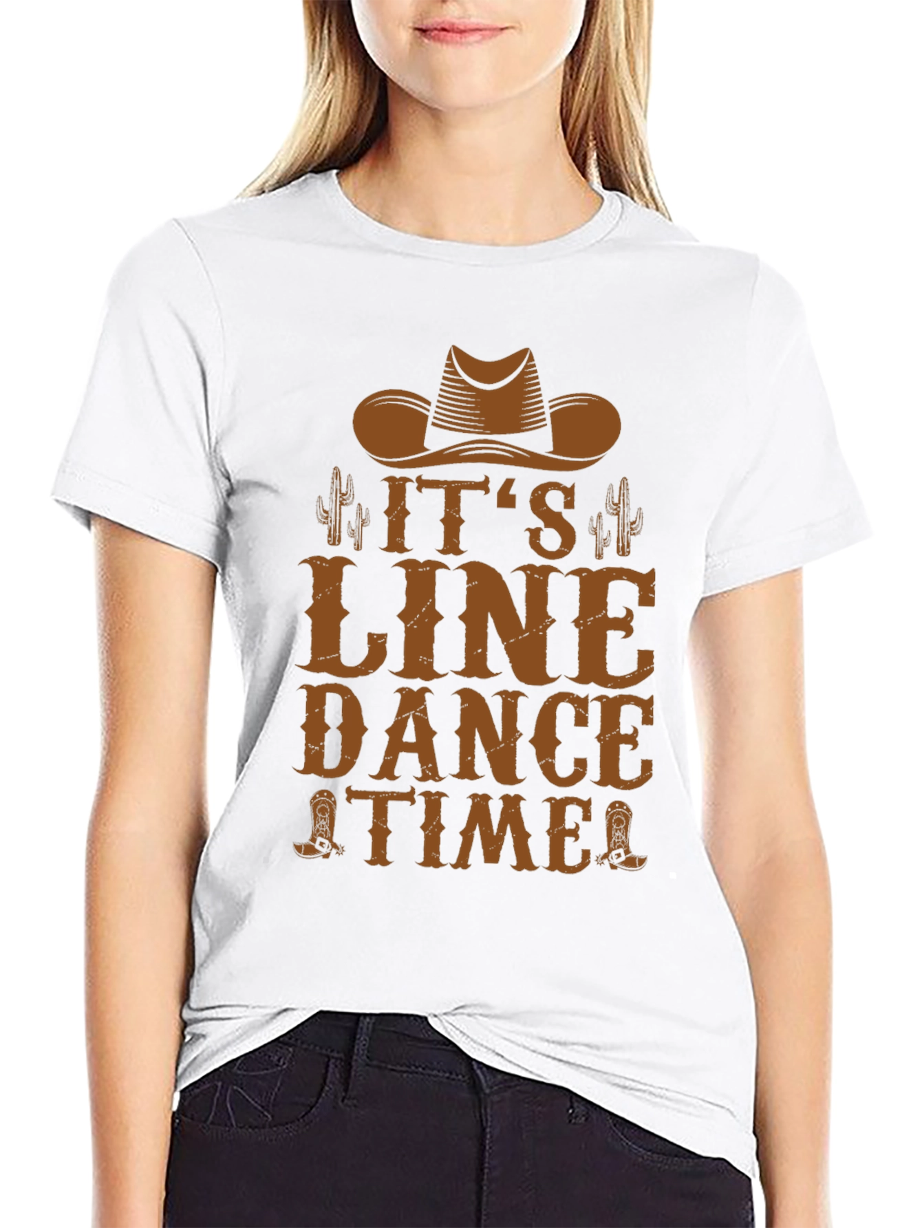 Its Line Dance Time! T-Shirt Cowboy Graphic Tee