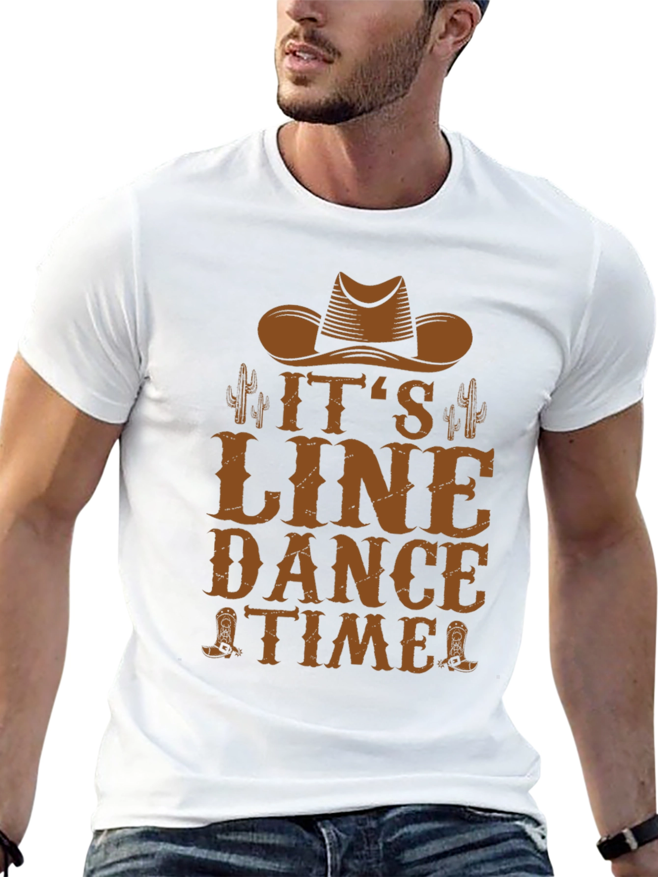 Its Line Dance Time! T-Shirt Cowboy Graphic Tee