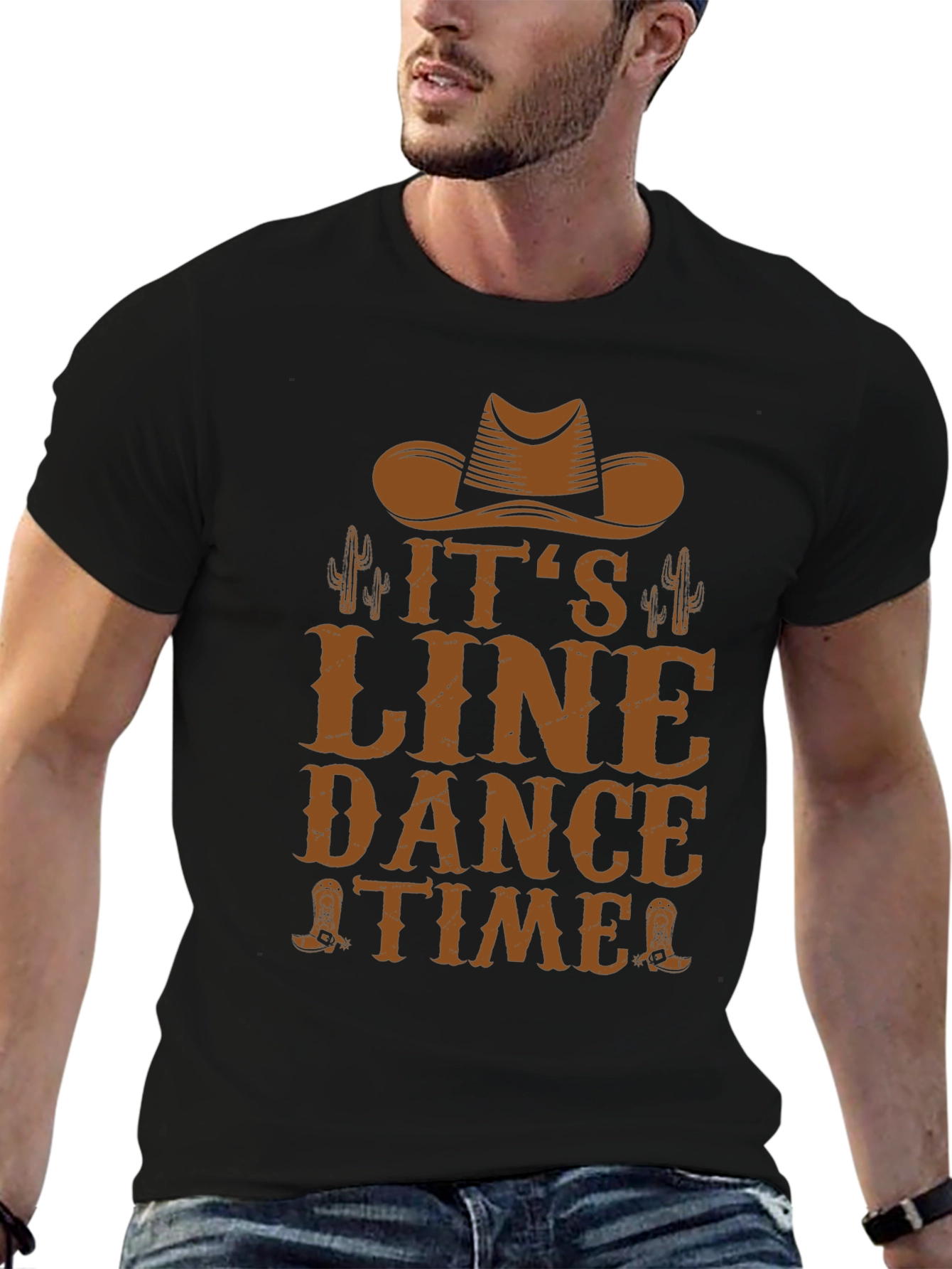 Its Line Dance Time! T-Shirt Cowboy Graphic Tee