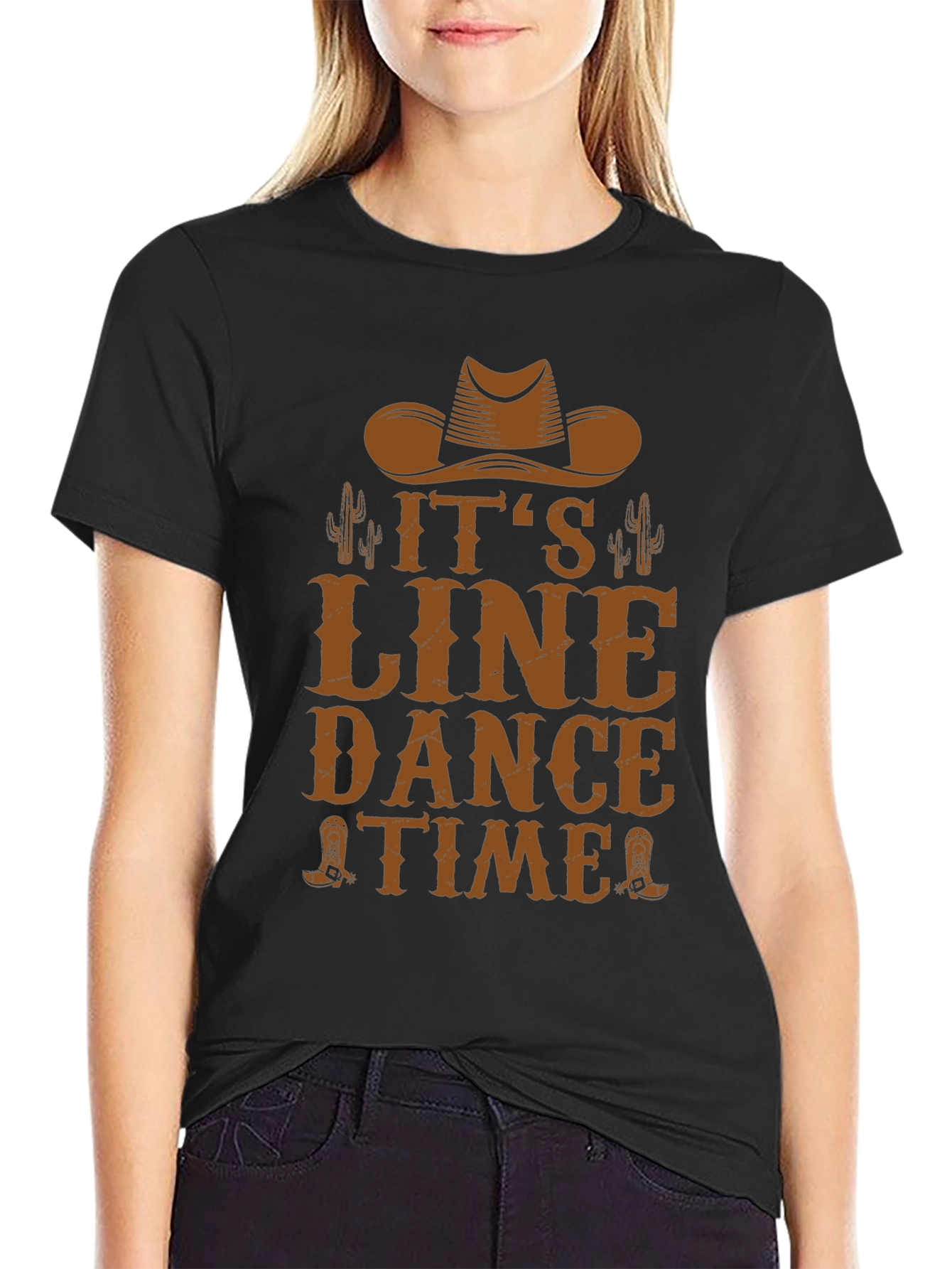 Its Line Dance Time! T-Shirt Cowboy Graphic Tee