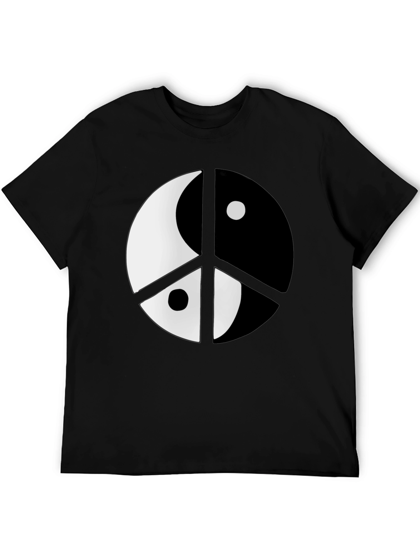 Yin Yang Peace Sign Black T-Shirt