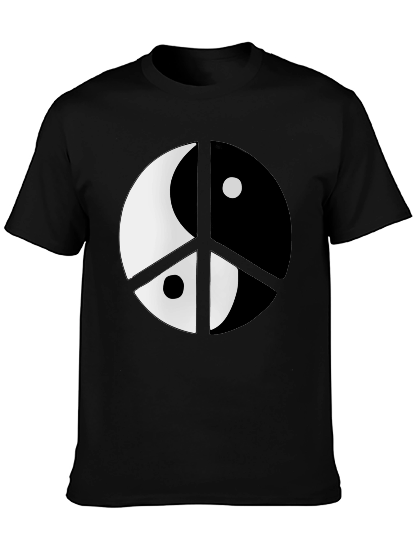 Yin Yang Peace Sign Black T-Shirt