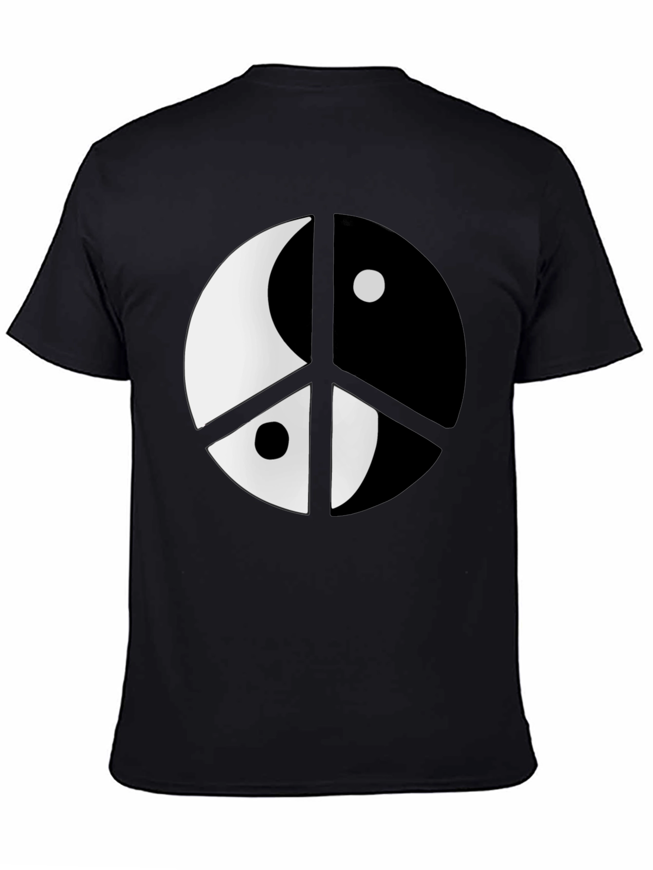 Yin Yang Peace Sign Black T-Shirt