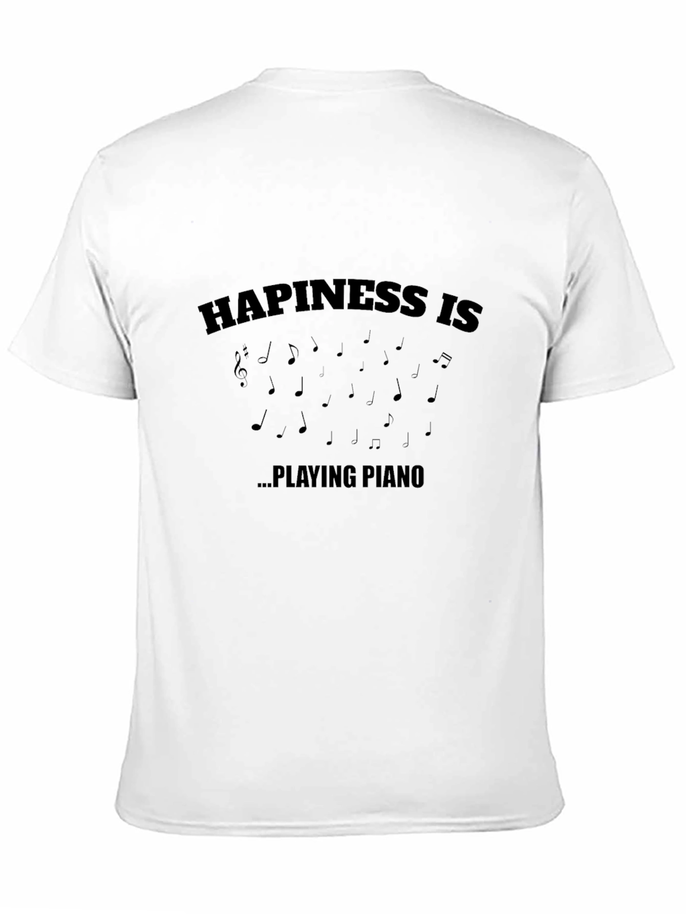 Happiness is Playing Piano Black T-Shirt