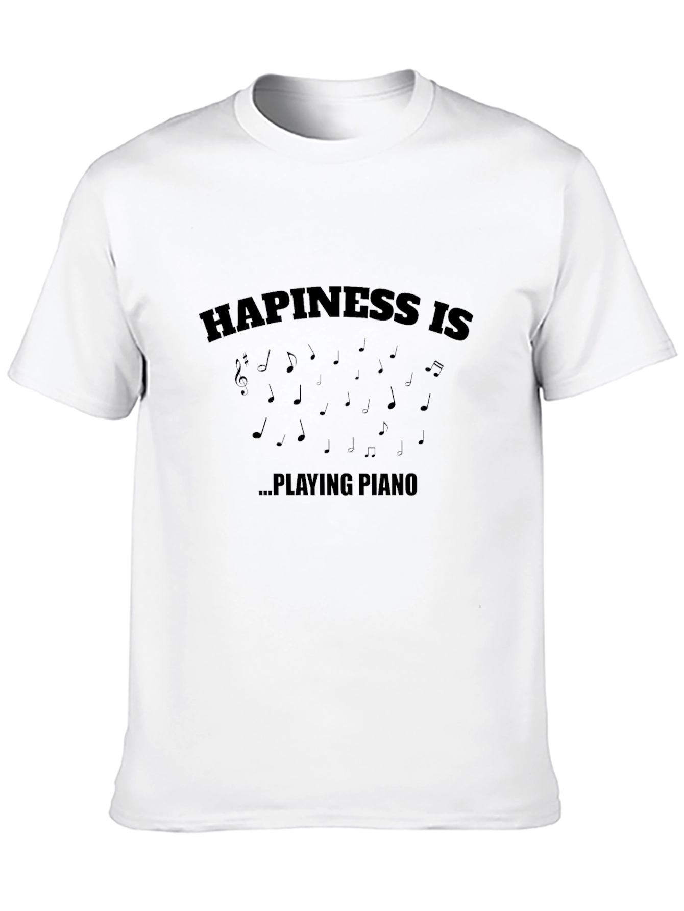 Happiness is Playing Piano Black T-Shirt
