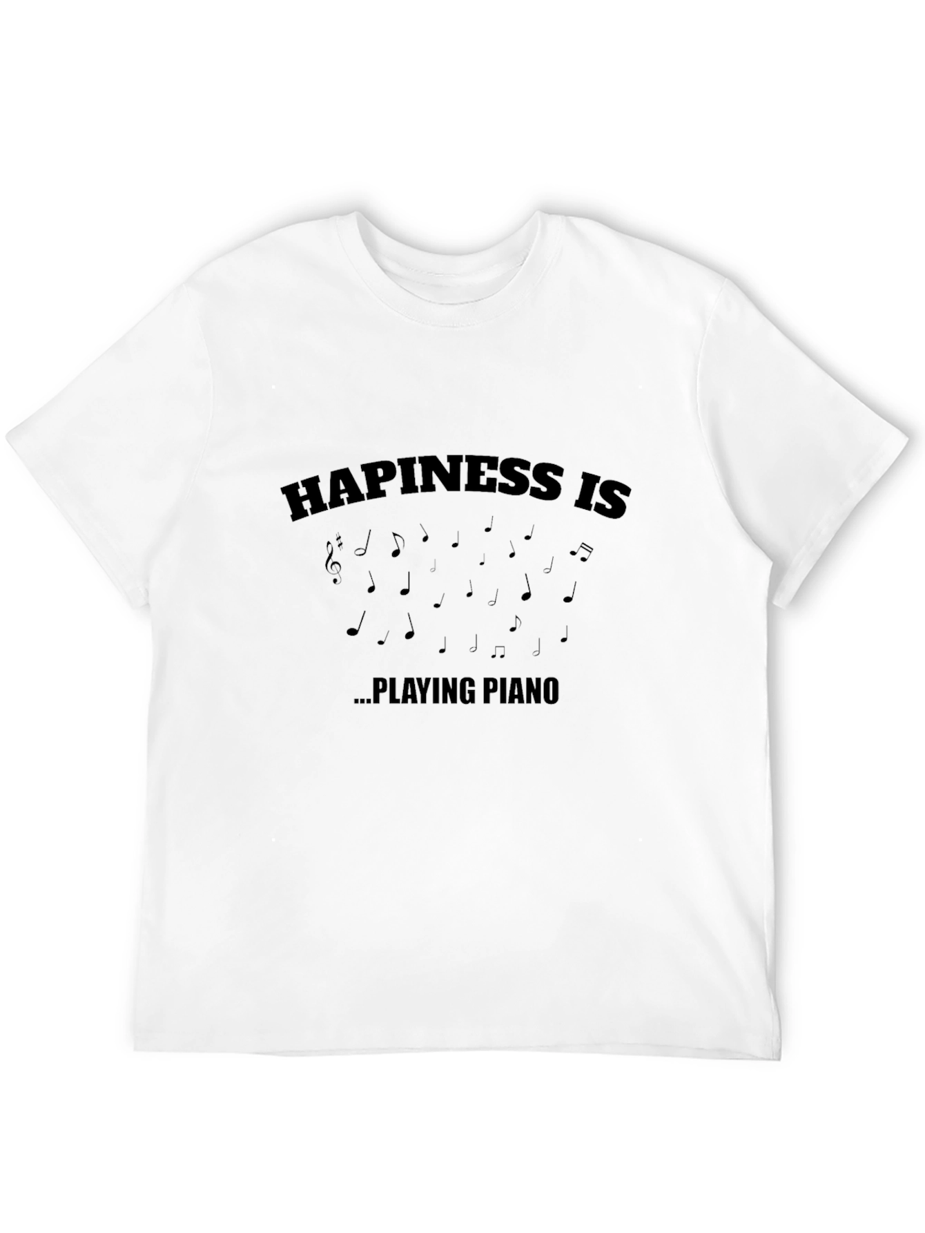 Happiness is Playing Piano Black T-Shirt