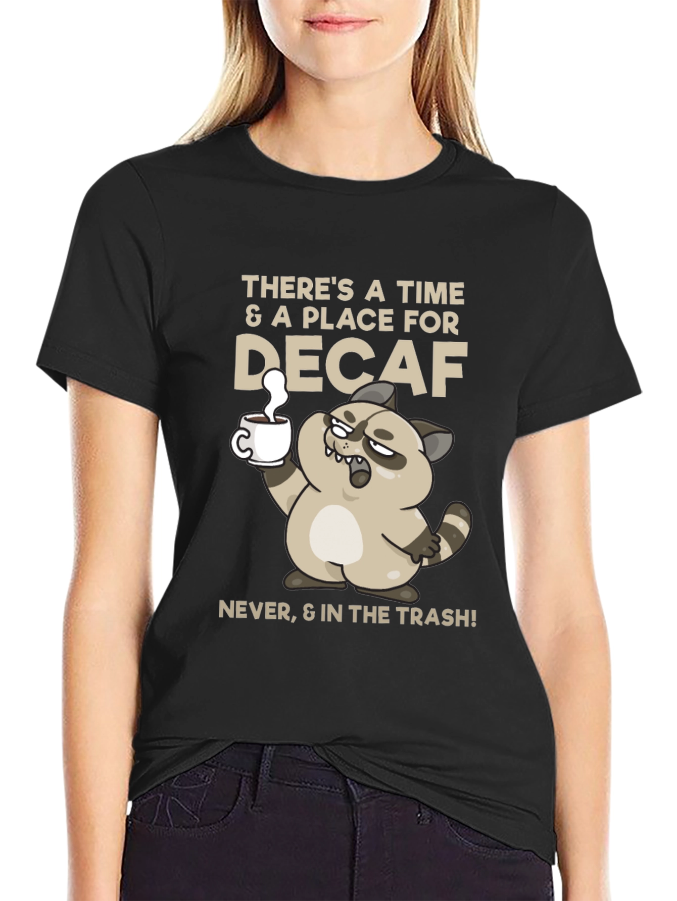 Funny Decaf Coffee Racoon T-Shirt