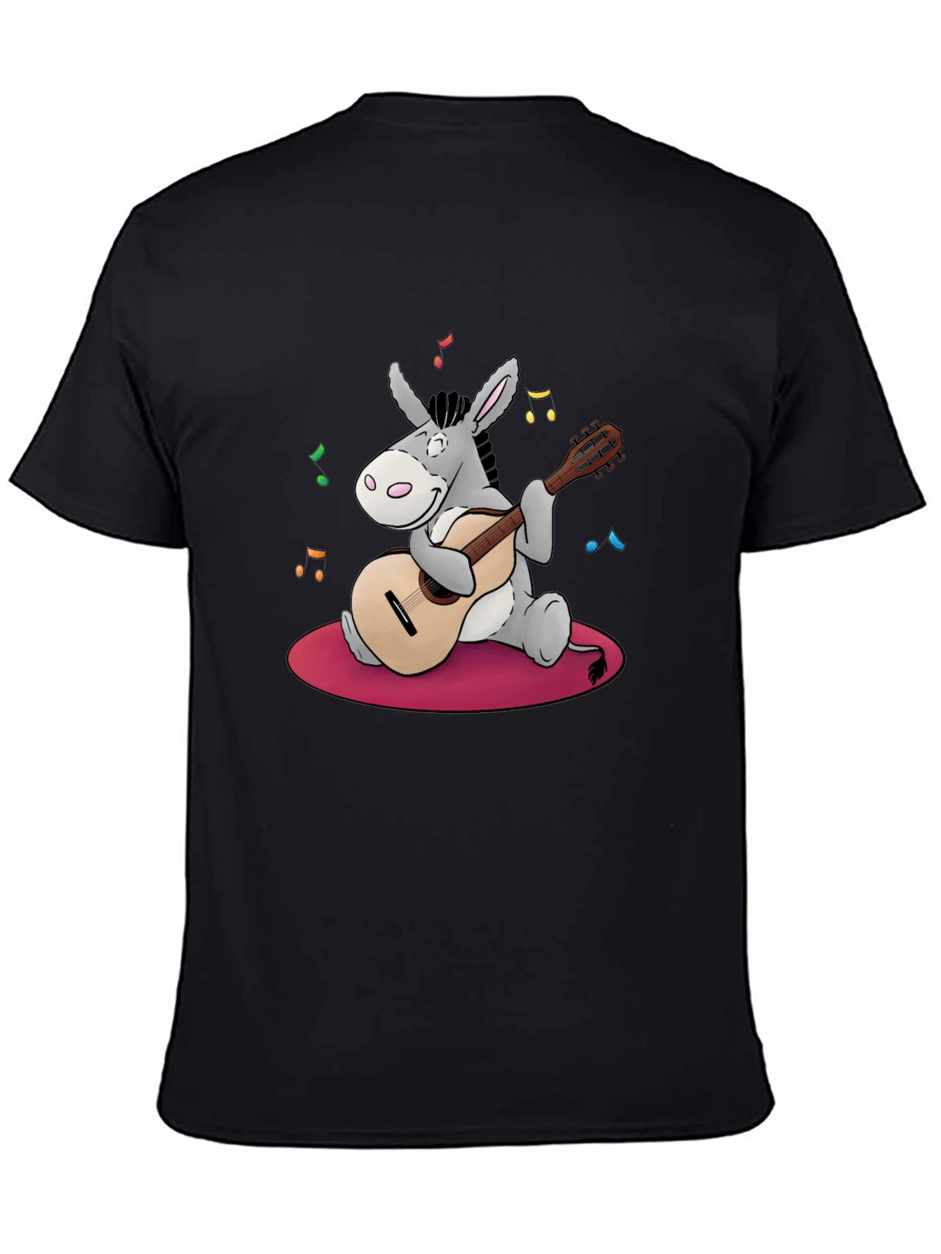Donkey Guitar Player Black T-Shirt