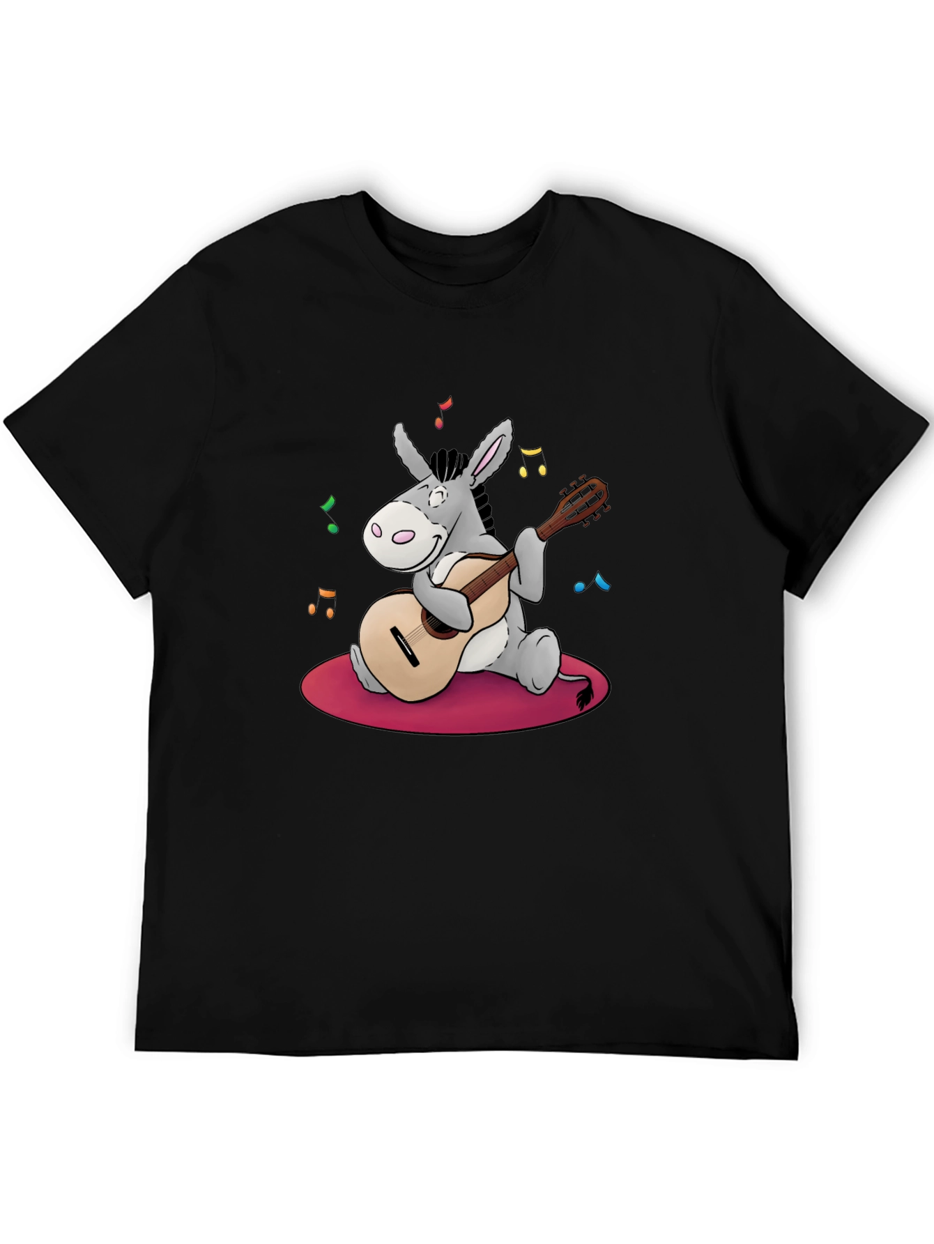 Donkey Guitar Player Black T-Shirt