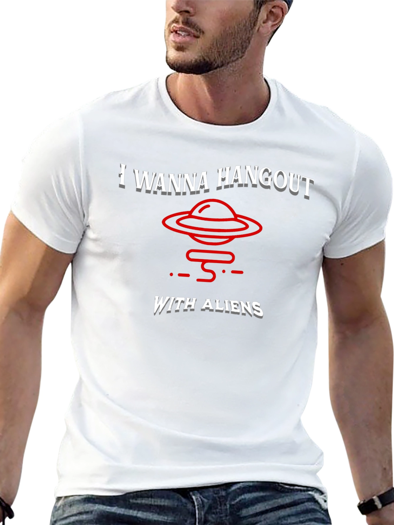 I Wanna Hangout With Aliens T-Shirt Funny UFO Tee