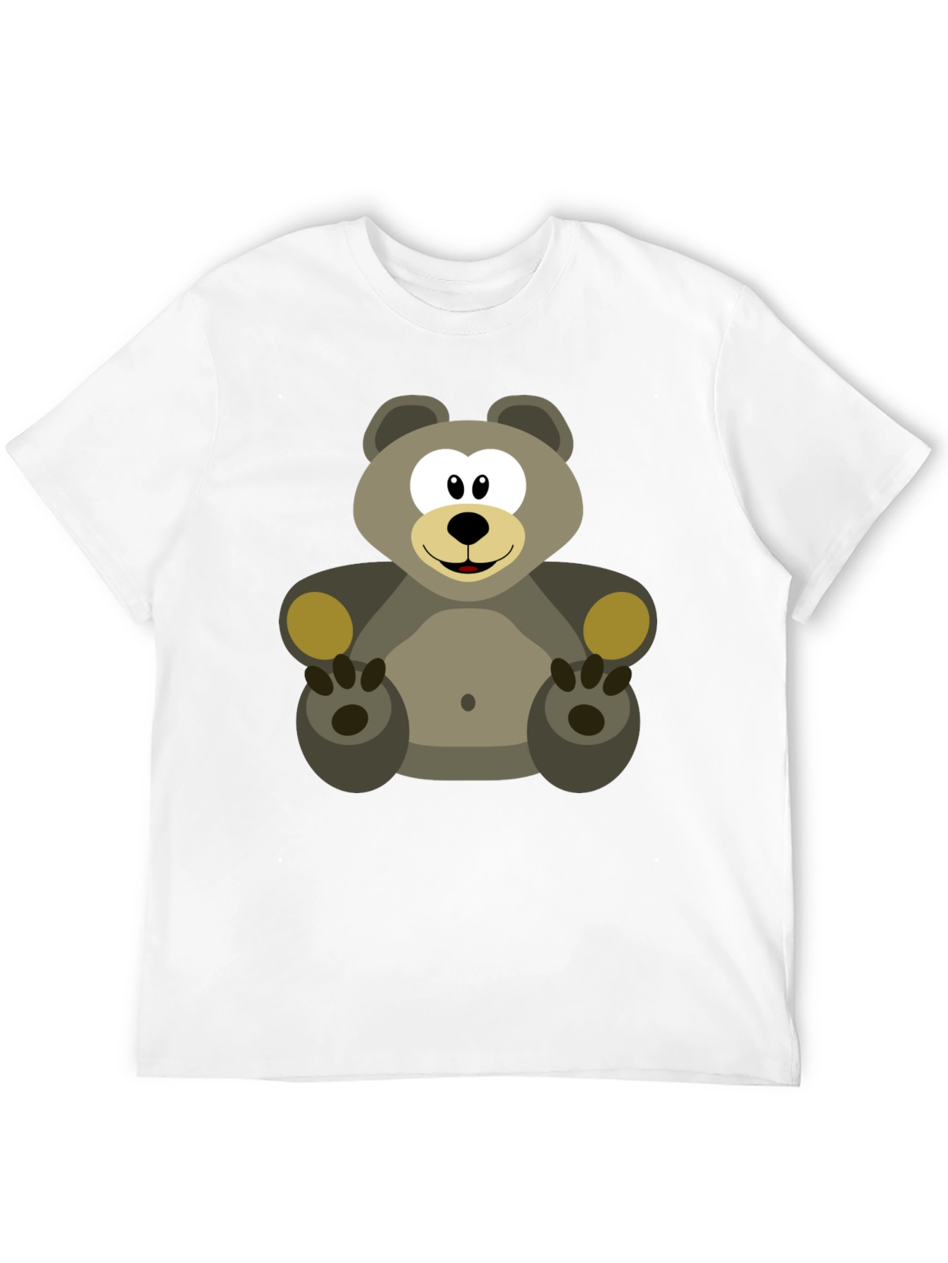 Cartoon Bear Graphic Tee - Black Cotton Blend
