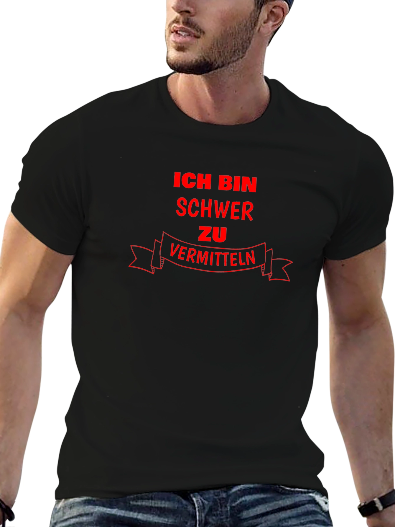 Ich Bin Schwer zu Vermitteln Black Graphic T-Shirt
