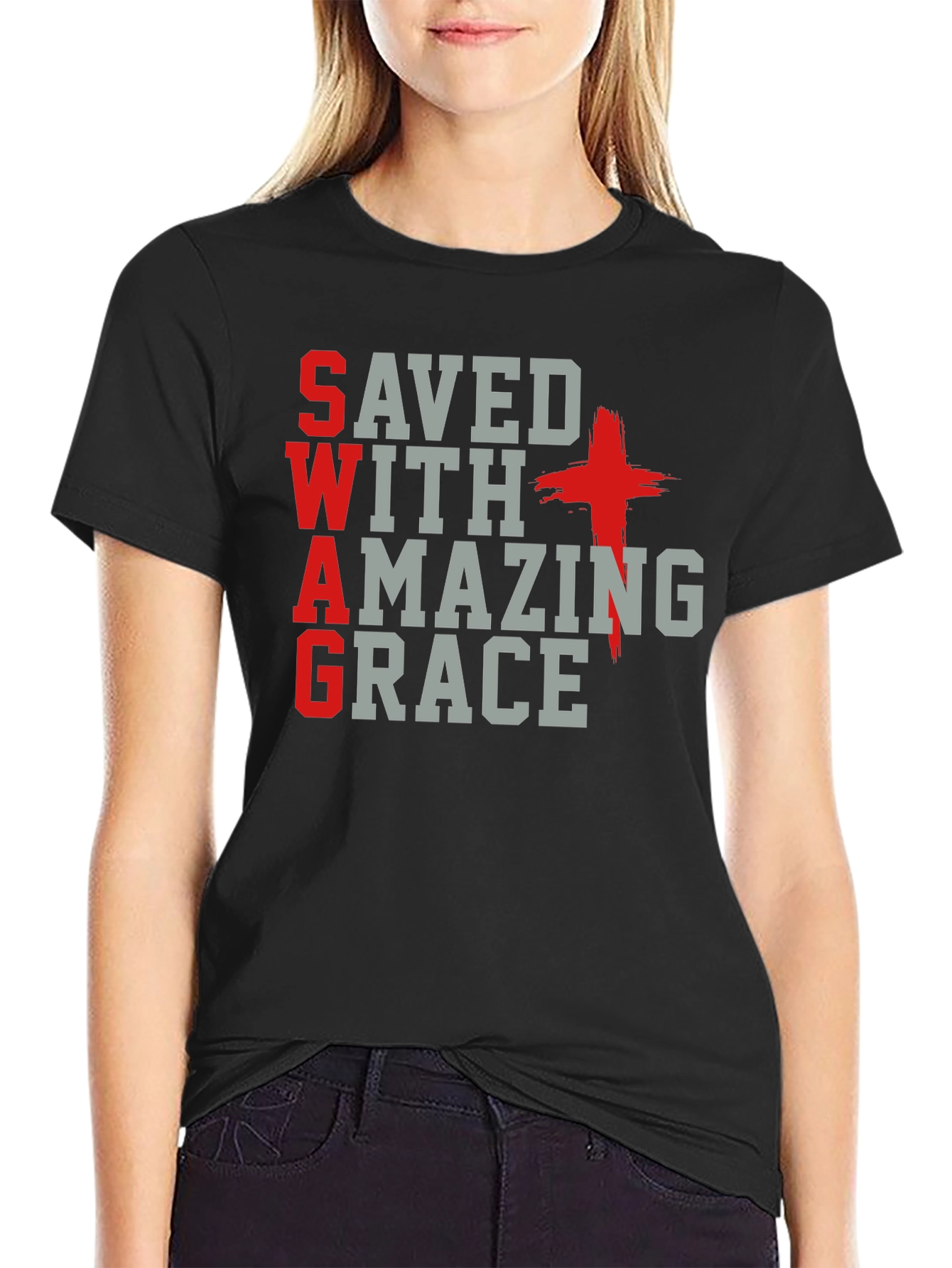 Saved With Amazing Grace Christian T-Shirt