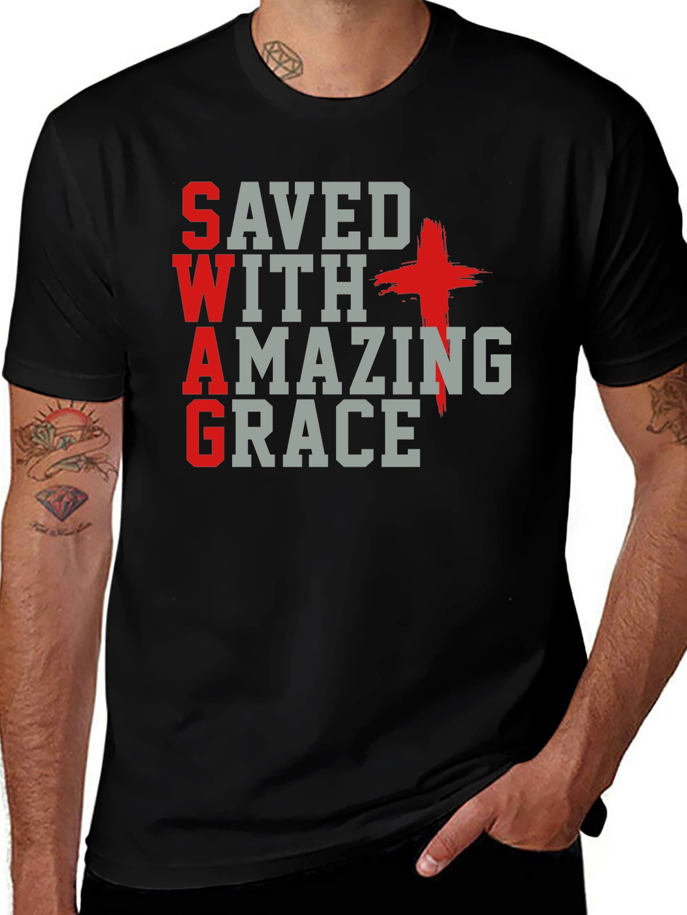 Saved With Amazing Grace Christian T-Shirt