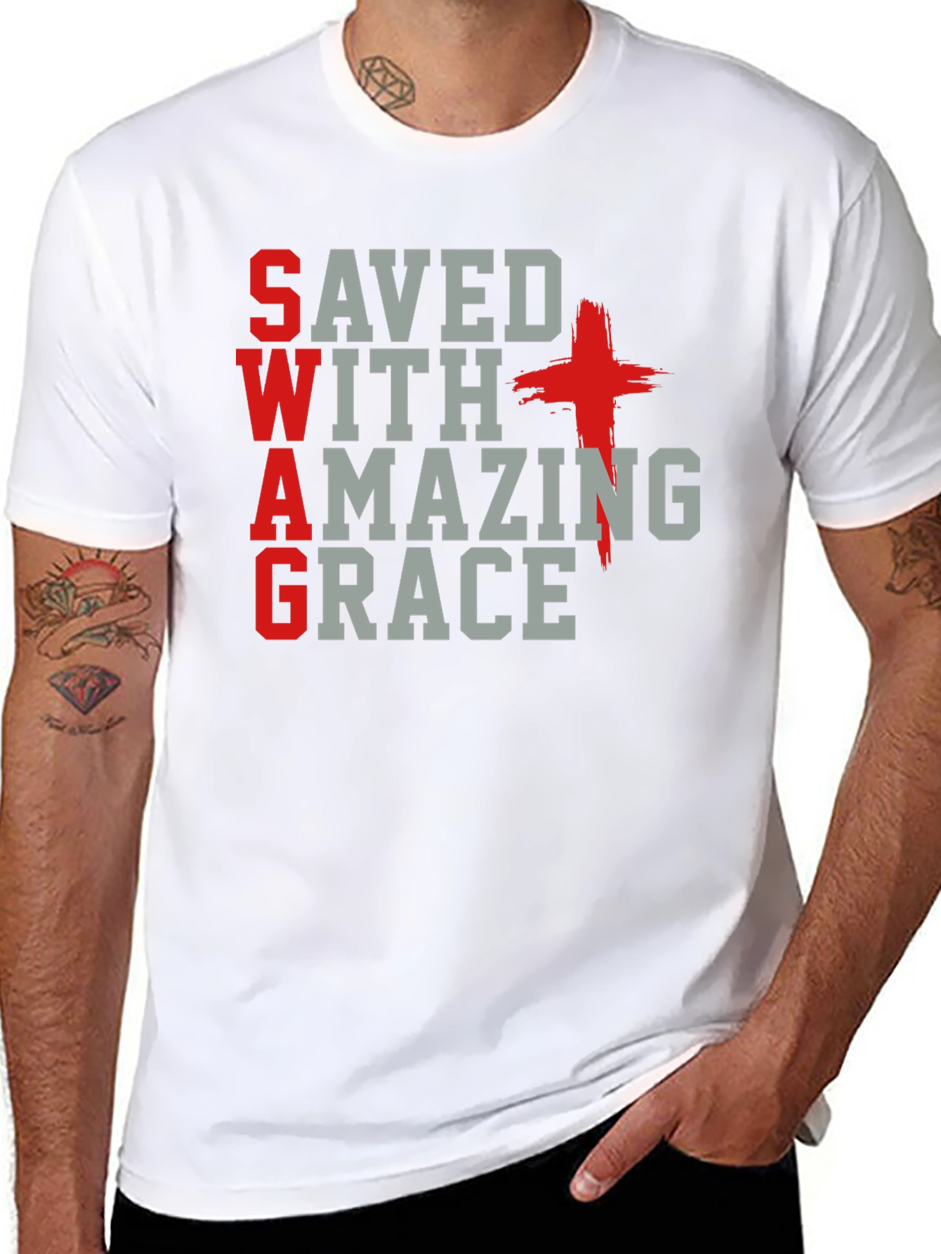 Saved With Amazing Grace Christian T-Shirt