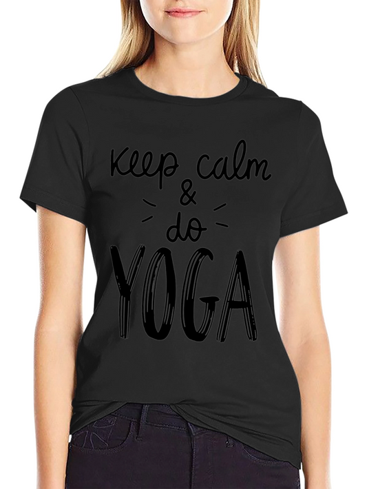 Keep Calm & Do Yoga Graphic Tee - Black Casual T-Shirt