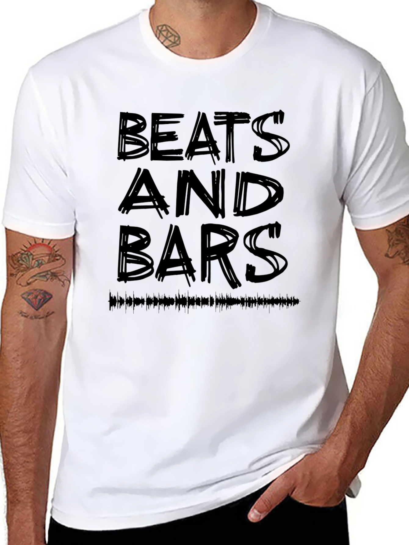 Beats and Bars Graphic Black T-Shirt