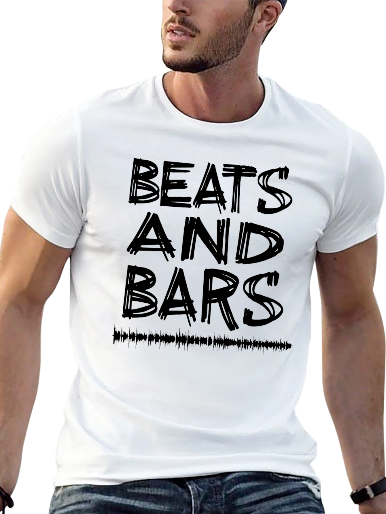 Beats and Bars Graphic Black T-Shirt