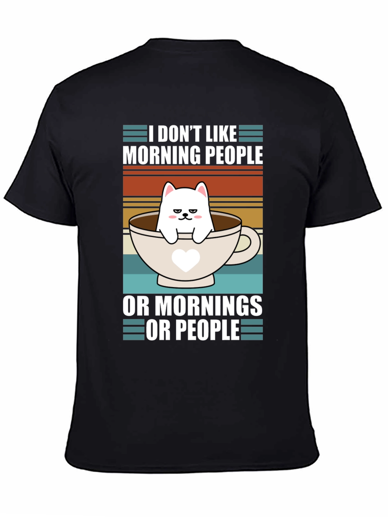 Funny I Dont Like Morning People Cat T-Shirt