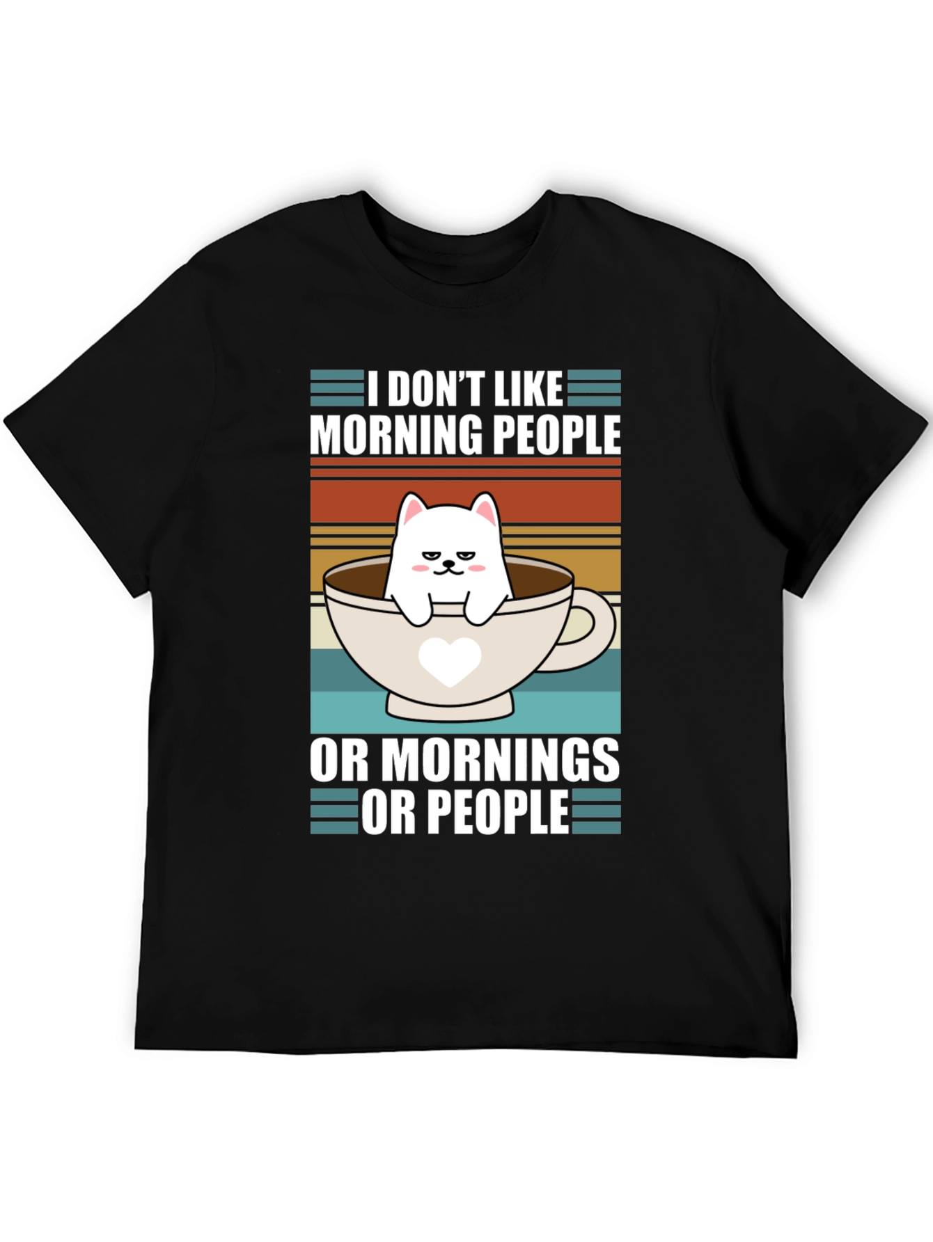 Funny I Dont Like Morning People Cat T-Shirt