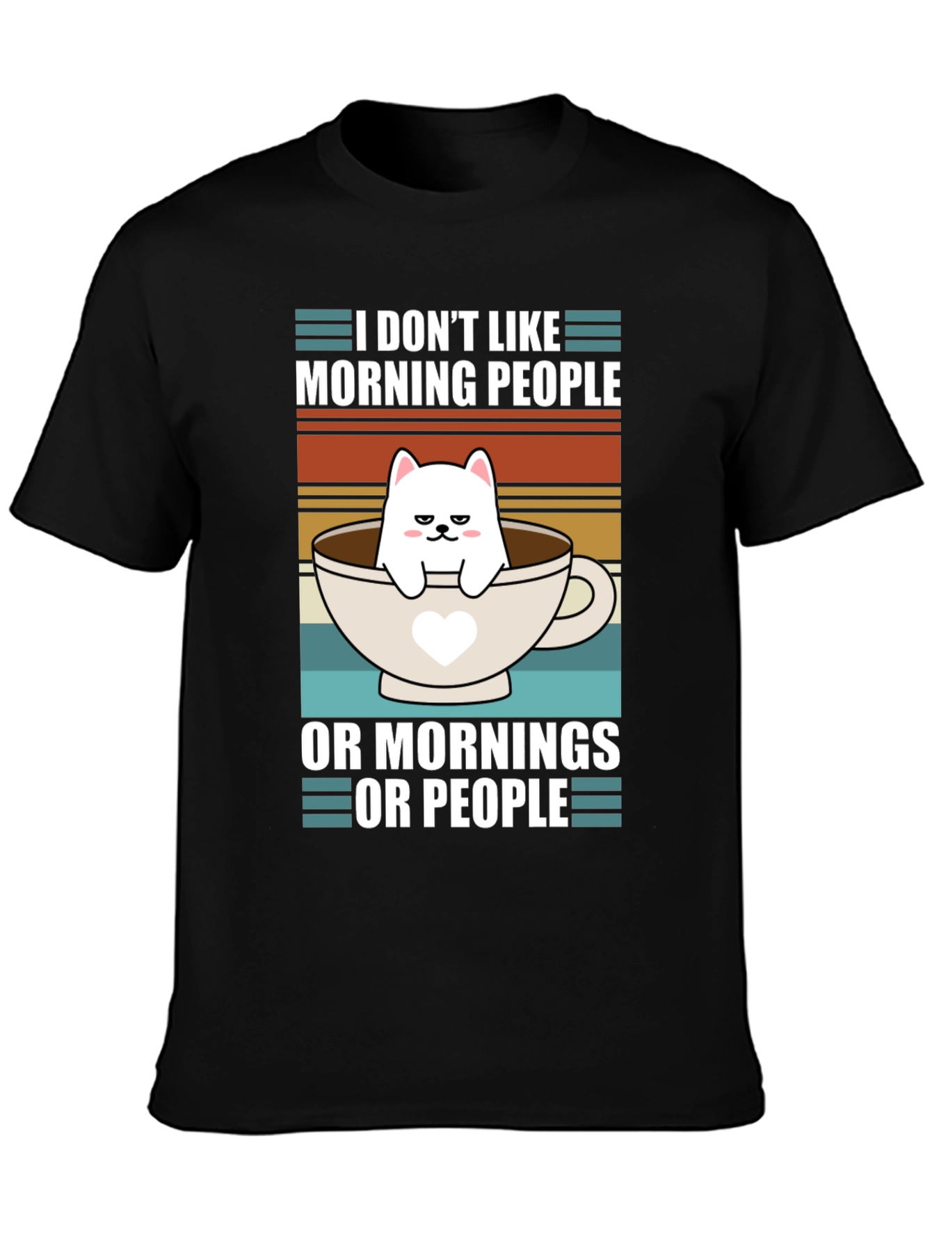 Funny I Dont Like Morning People Cat T-Shirt