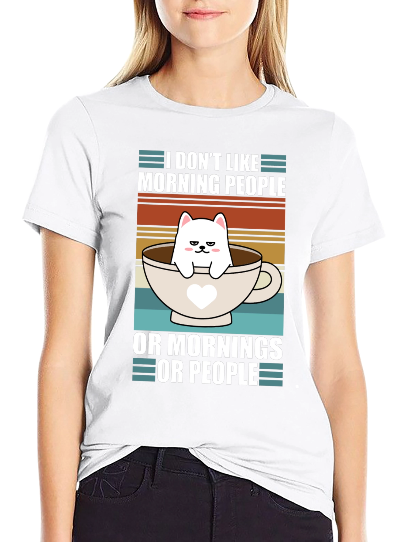 Funny I Dont Like Morning People Cat T-Shirt