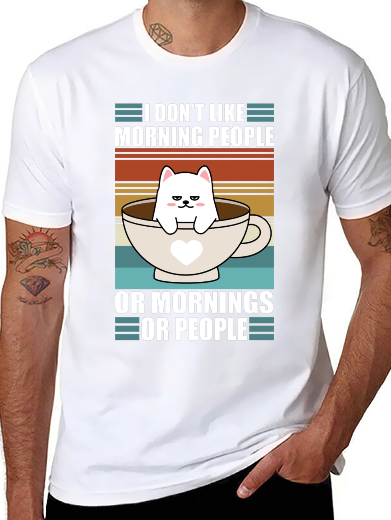 Funny I Dont Like Morning People Cat T-Shirt