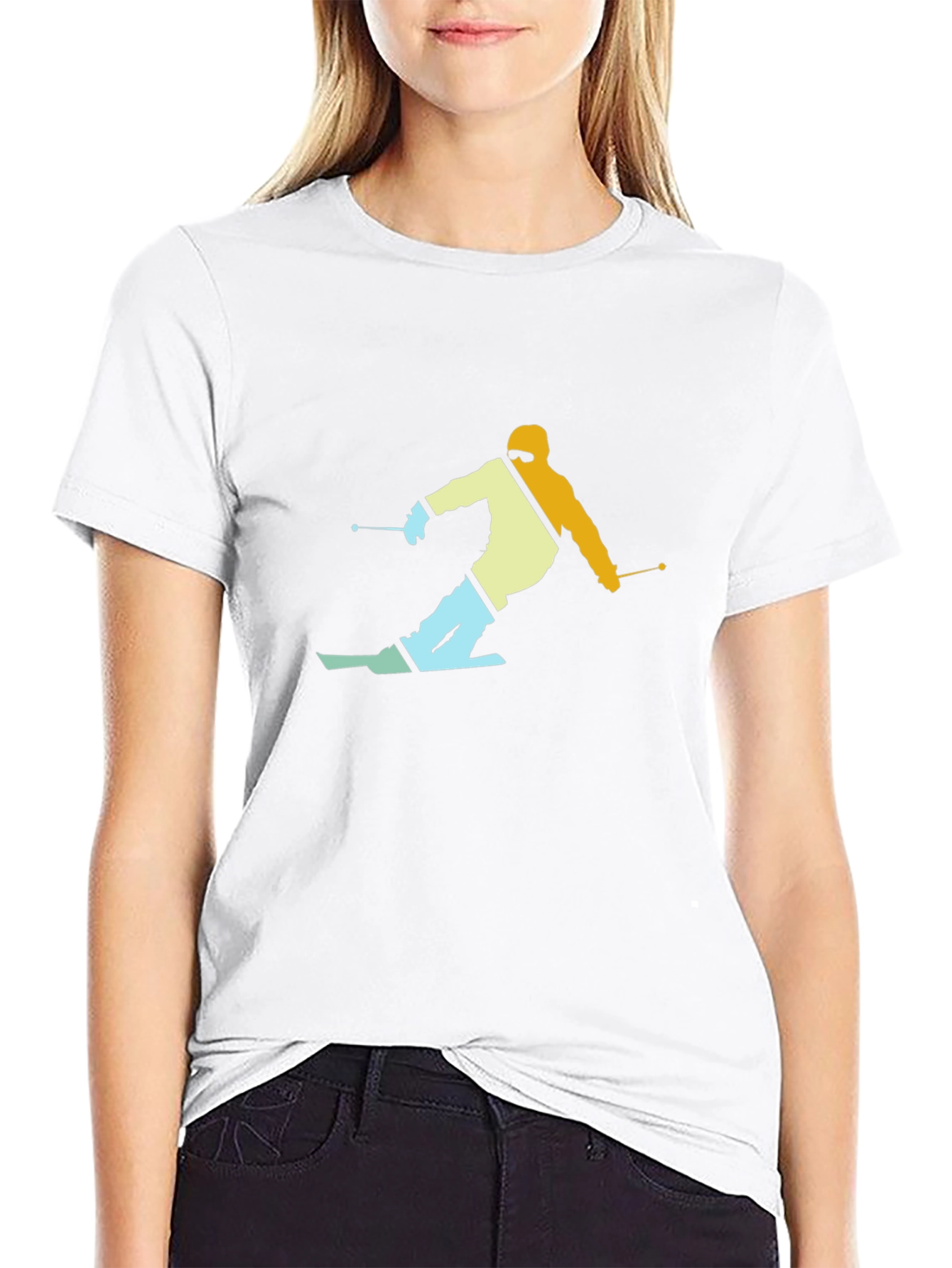 Retro Skier Graphic T-Shirt - Black