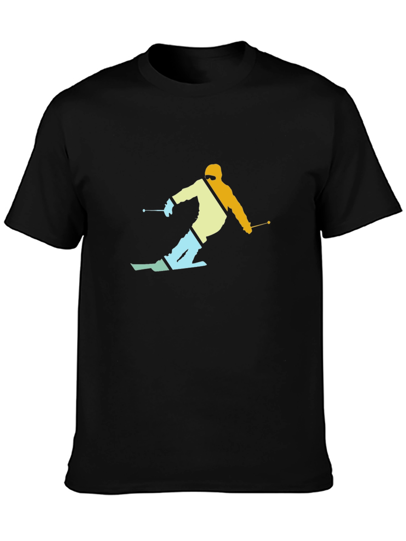 Retro Skier Graphic T-Shirt - Black
