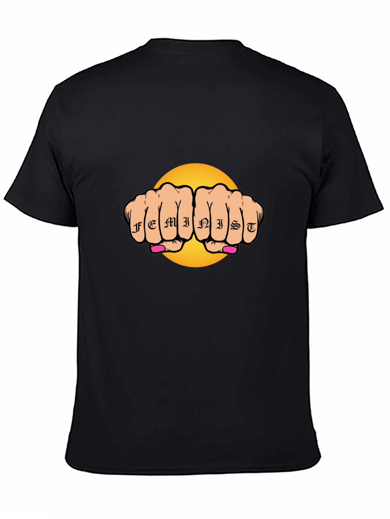 Feminist Tattoo Fist Graphic Black T-Shirt