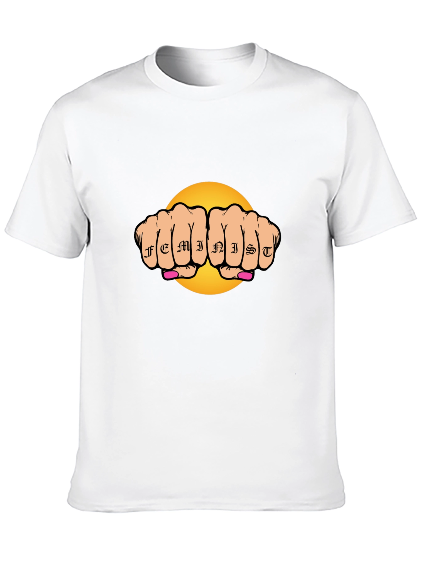 Feminist Tattoo Fist Graphic Black T-Shirt