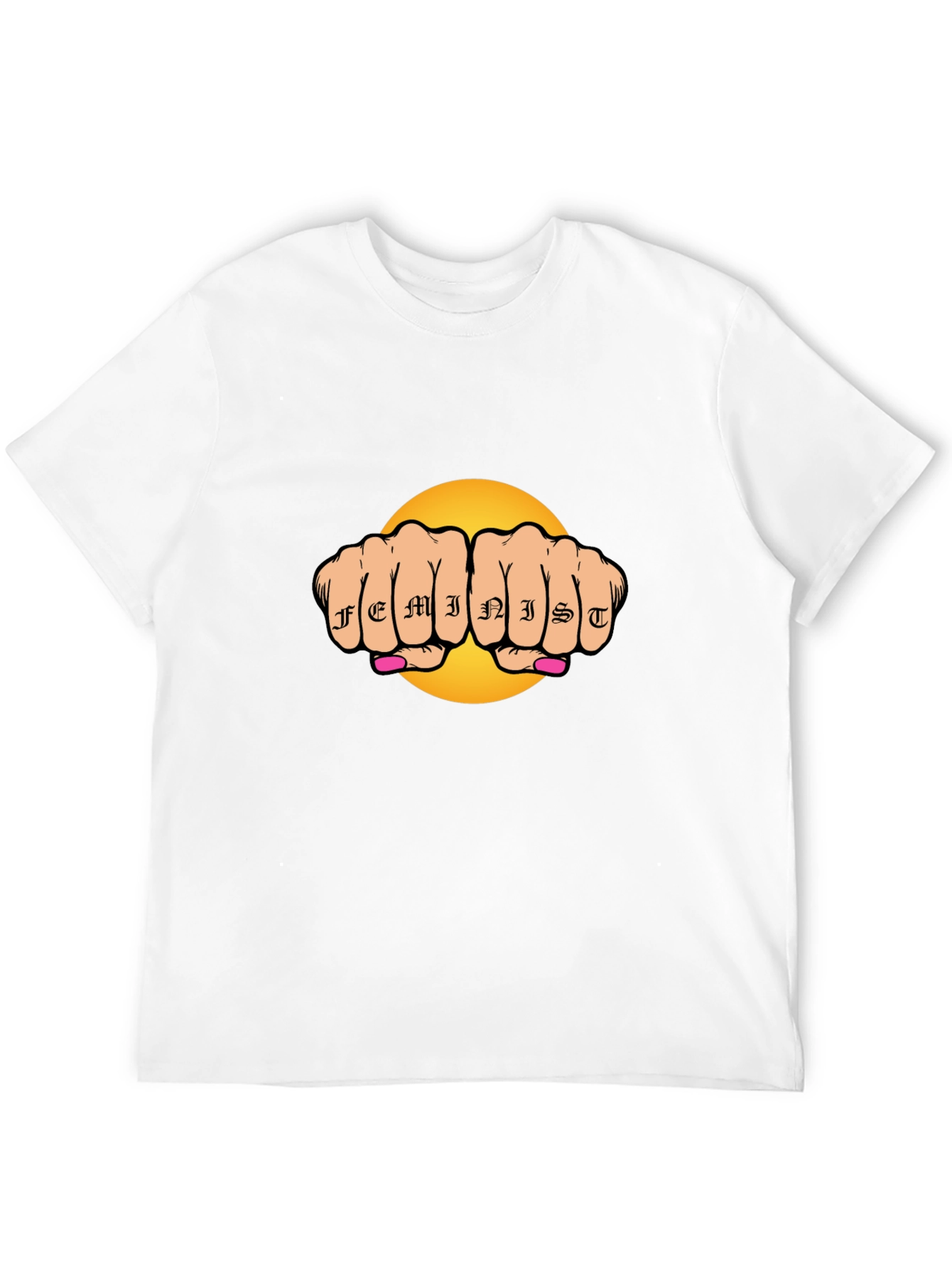 Feminist Tattoo Fist Graphic Black T-Shirt