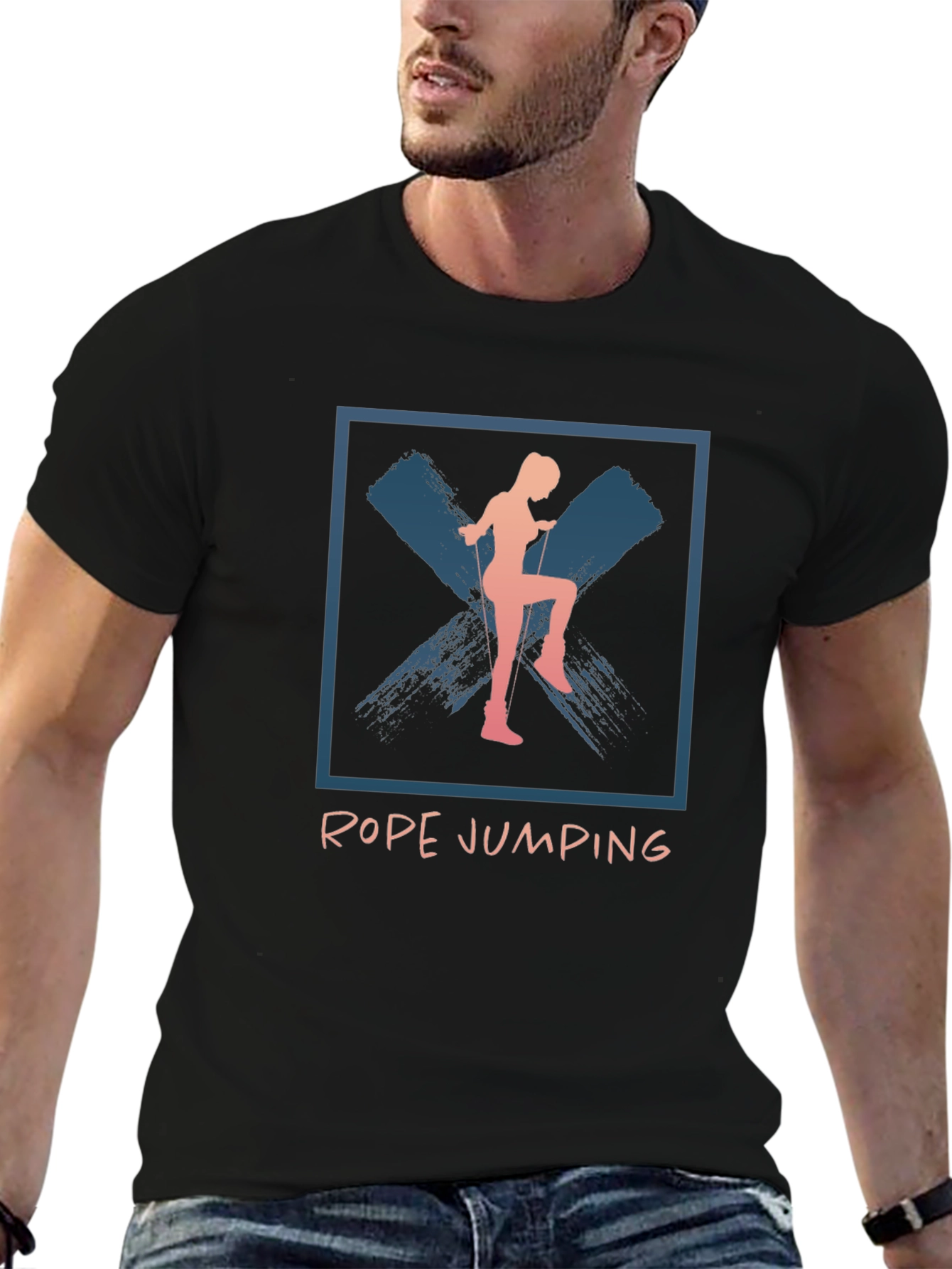 Rope Jumping Graphic Tee - Unisex Black T-Shirt
