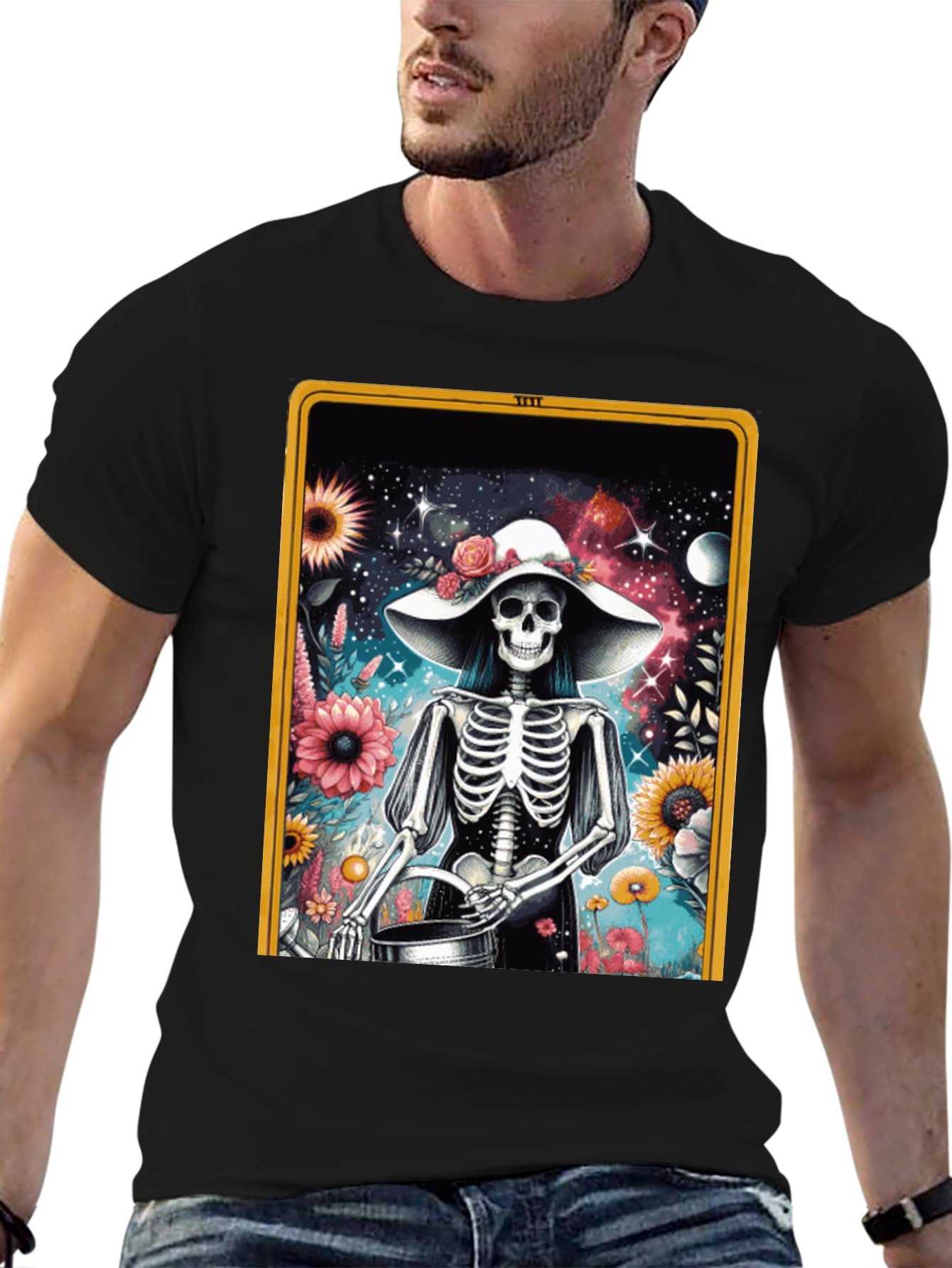 Floral Skeleton Tarot Card T-Shirt
