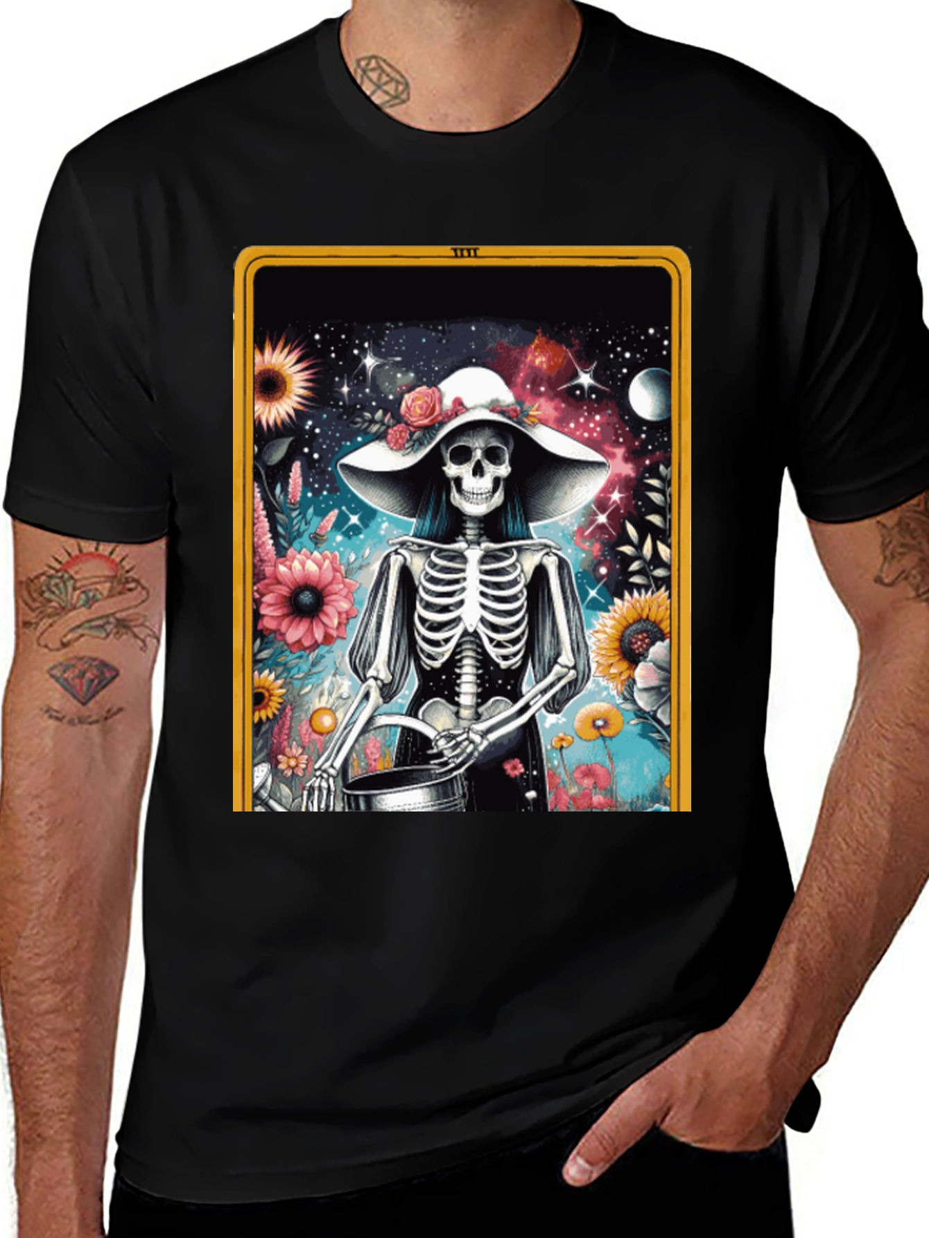 Floral Skeleton Tarot Card T-Shirt