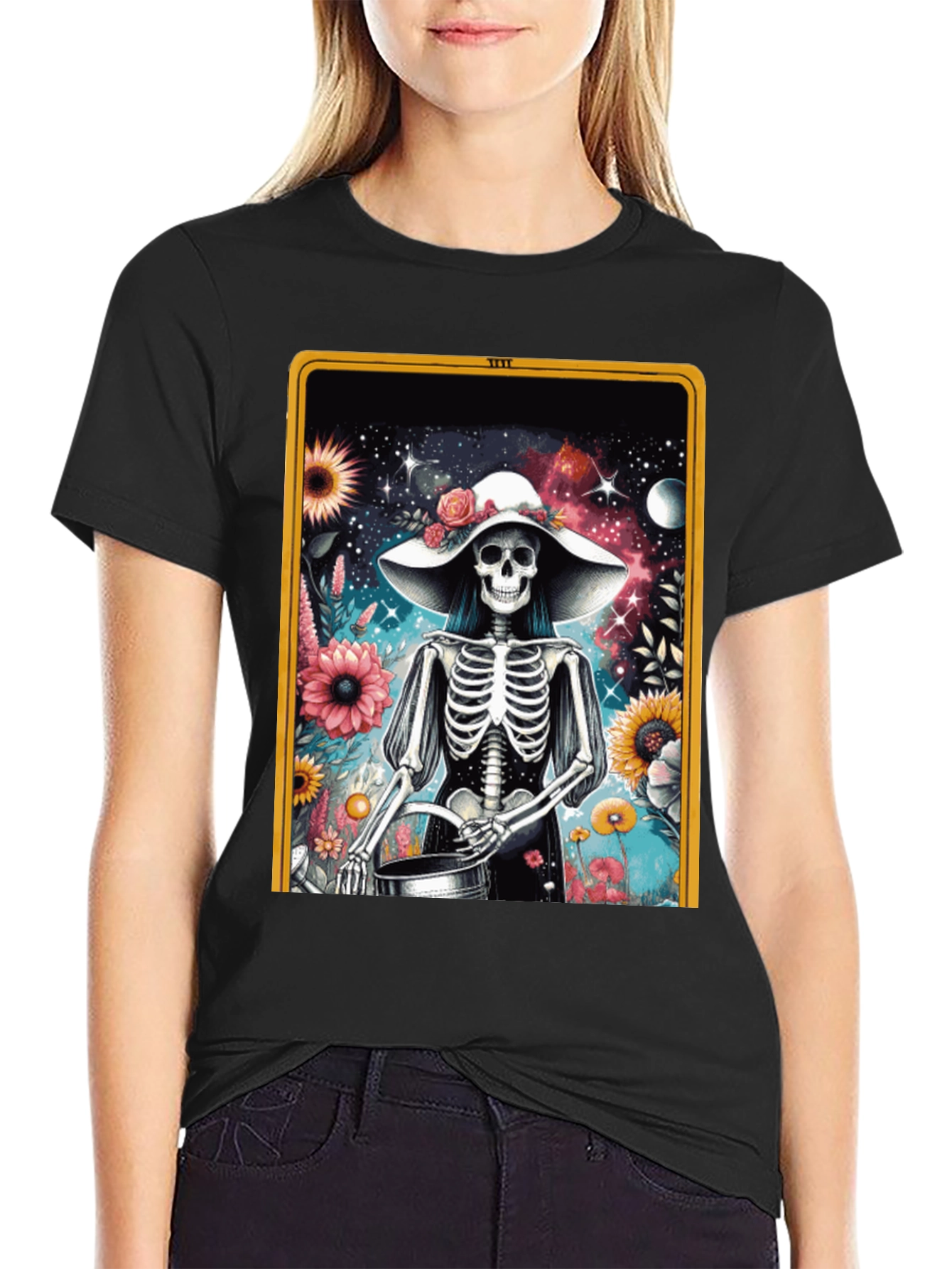 Floral Skeleton Tarot Card T-Shirt