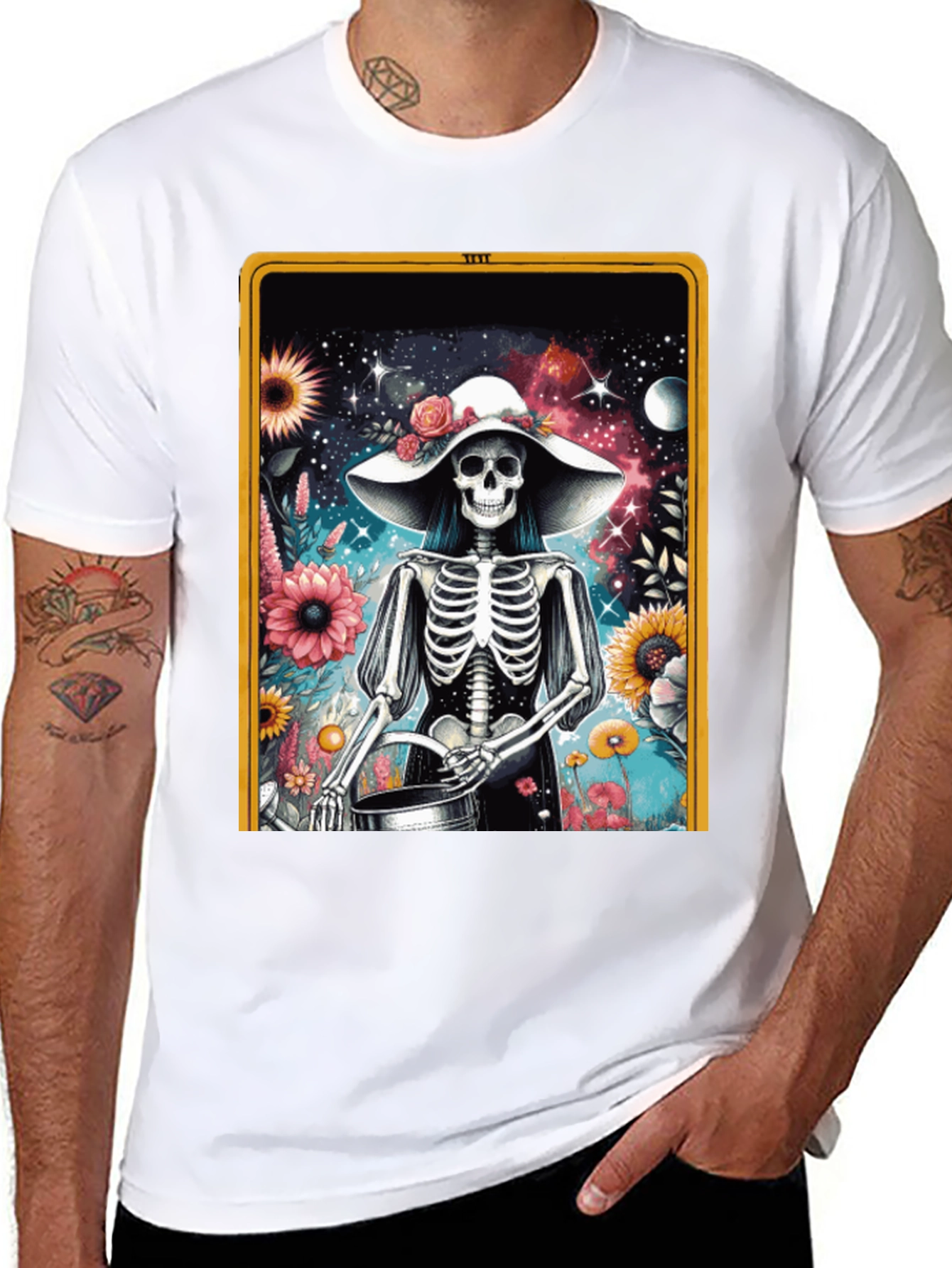 Floral Skeleton Tarot Card T-Shirt
