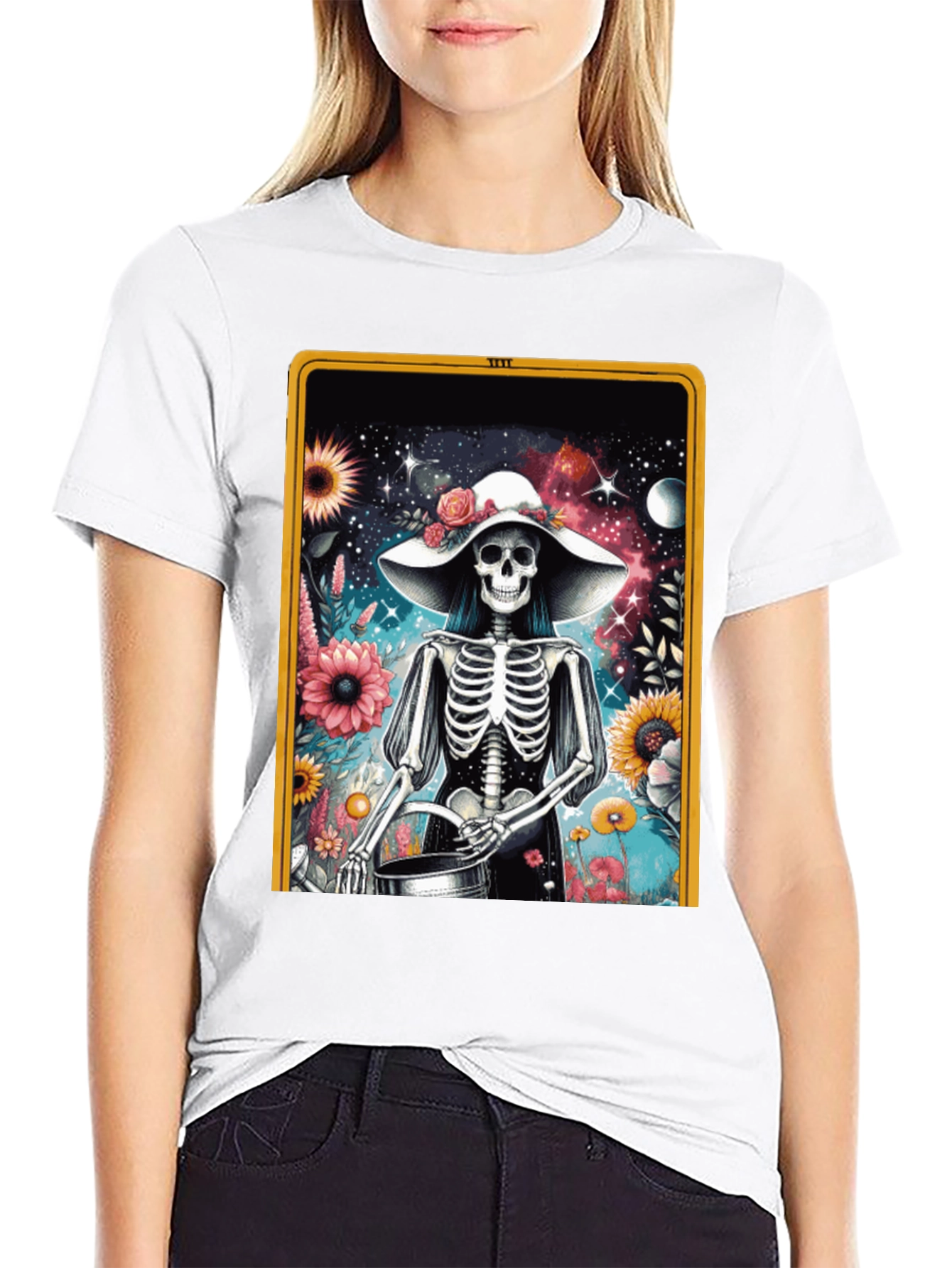 Floral Skeleton Tarot Card T-Shirt