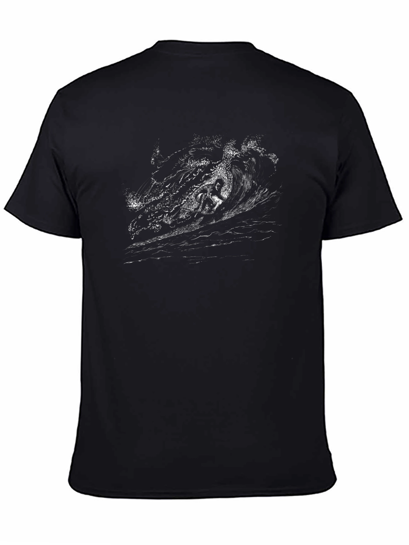 Surfer Wave Graphic Black T-Shirt