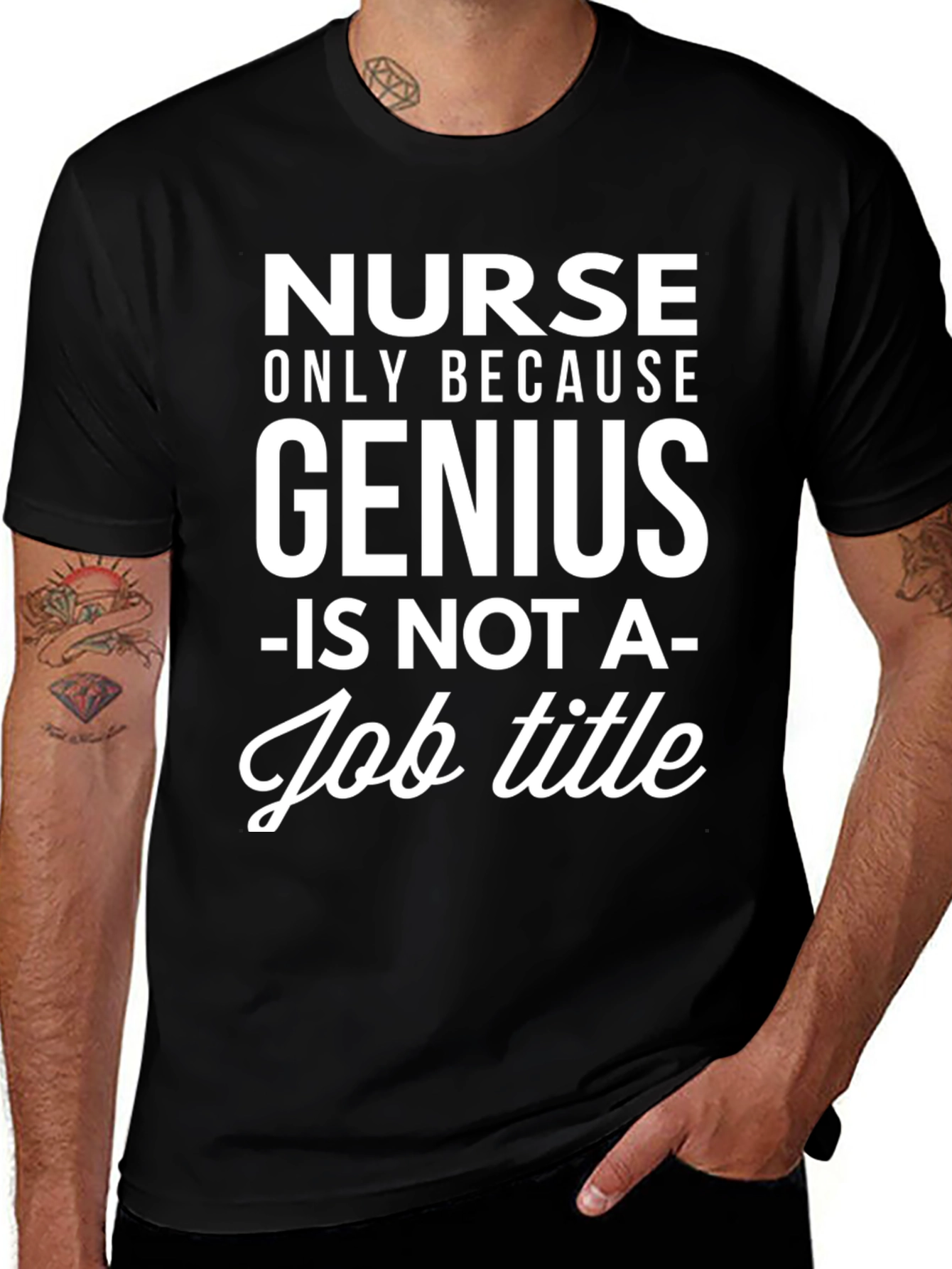 Nurse Genius Job Title Black Graphic Tee