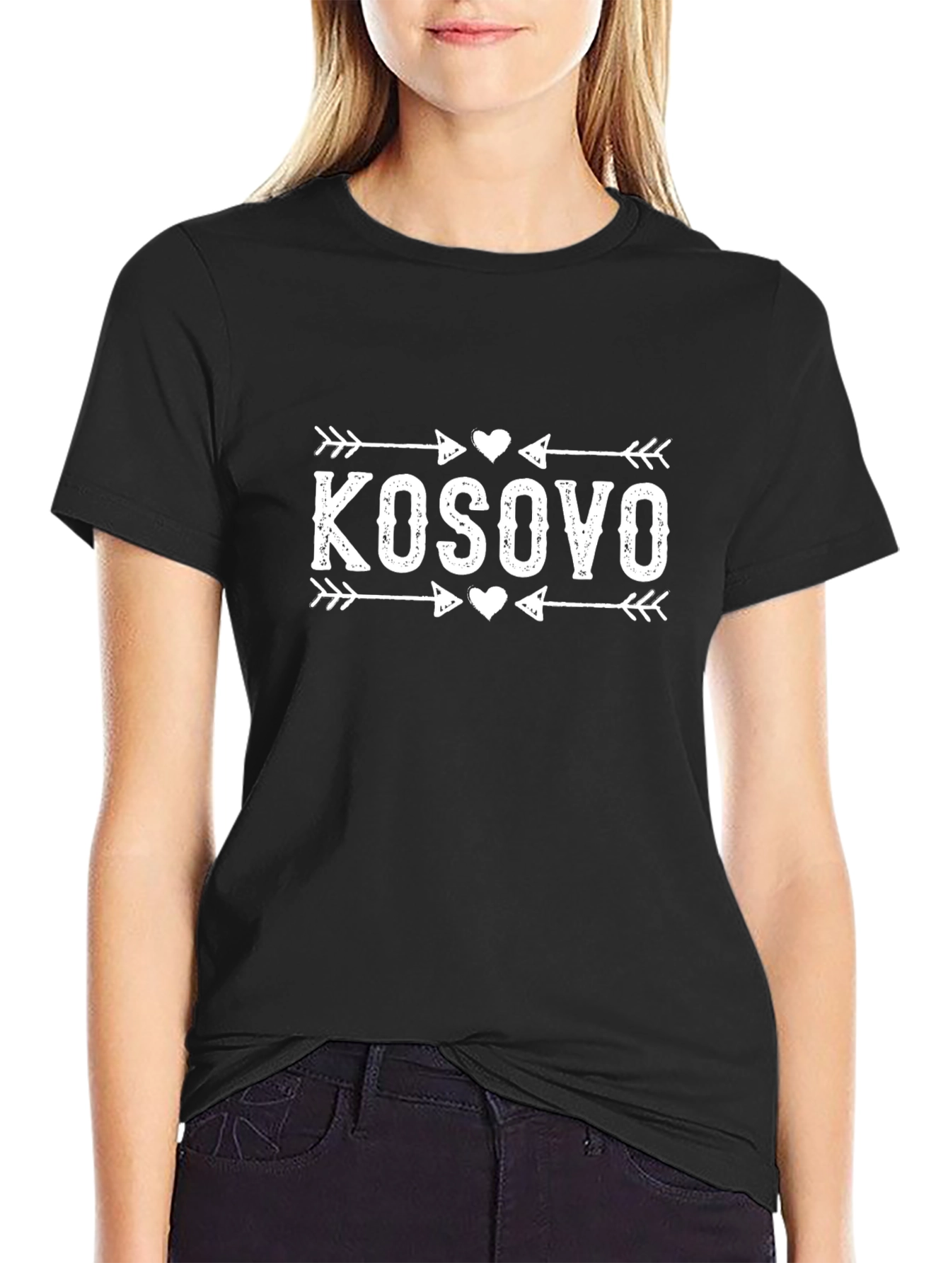 Kosovo Arrow Heart Graphic T-Shirt
