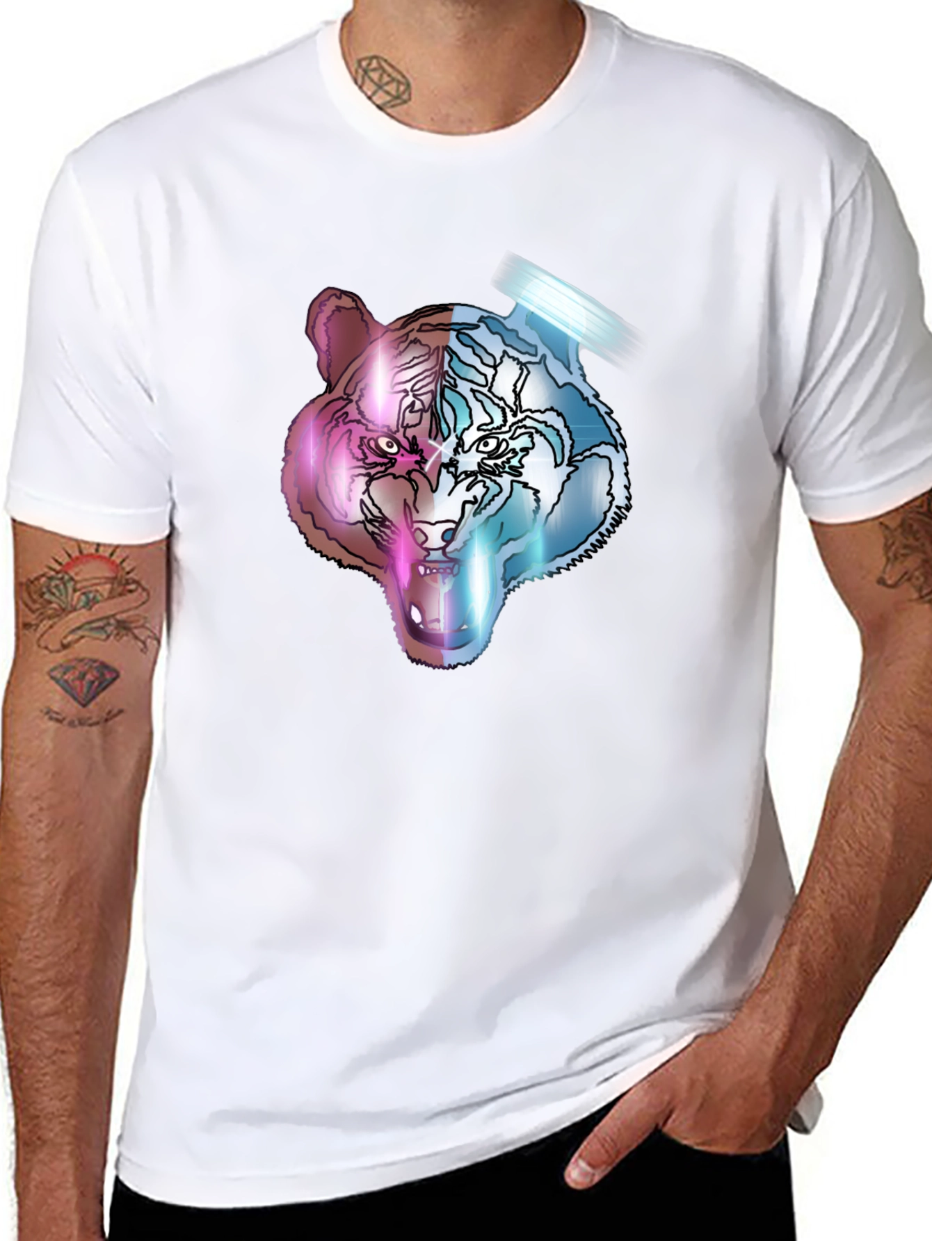 Neon Tiger Graphic Tee - Unisex Black T-Shirt