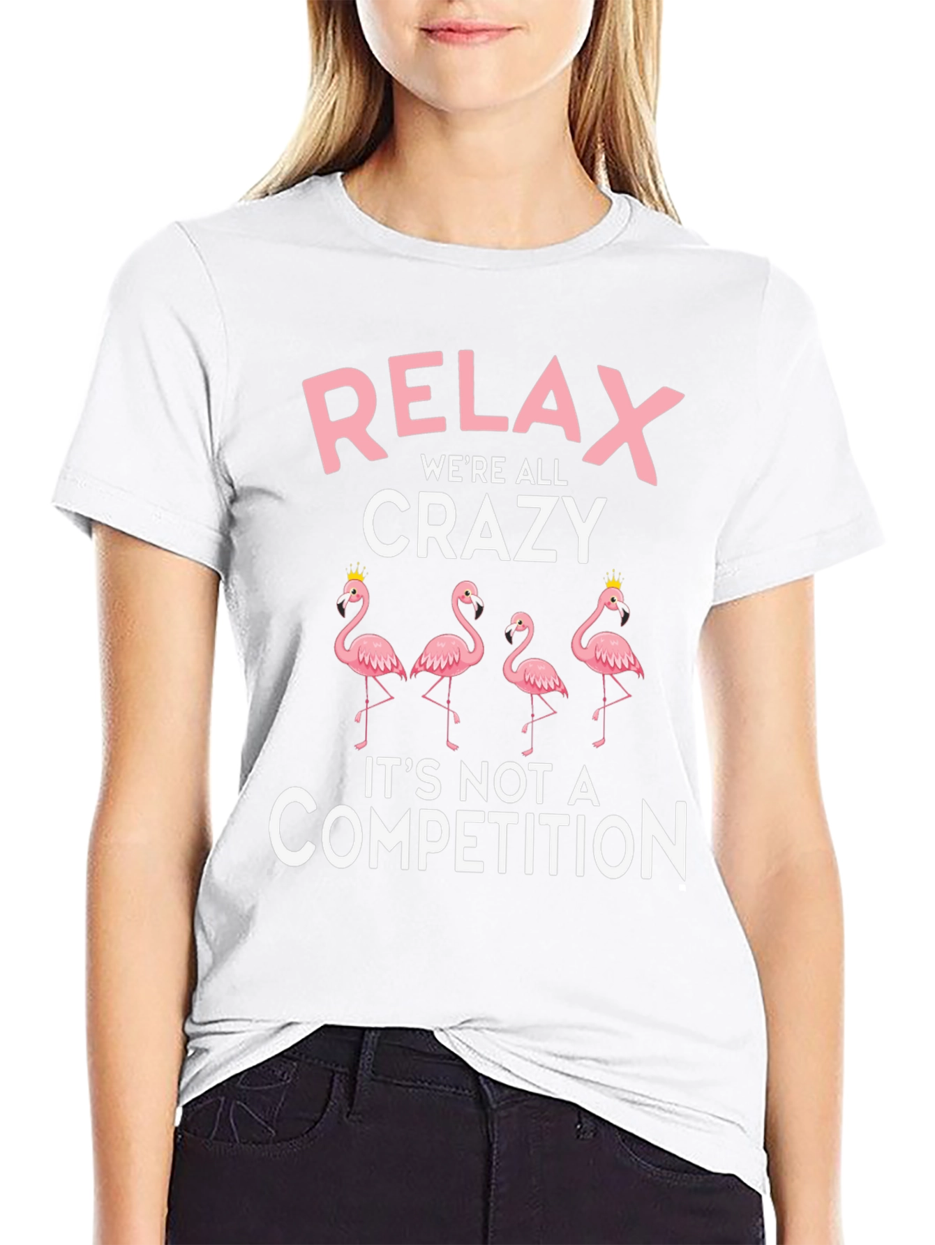 Relax Were All Crazy Flamingo Graphic Tee
