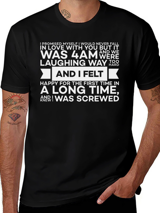 Humorous 4 AM Graphic Print Black T-Shirt