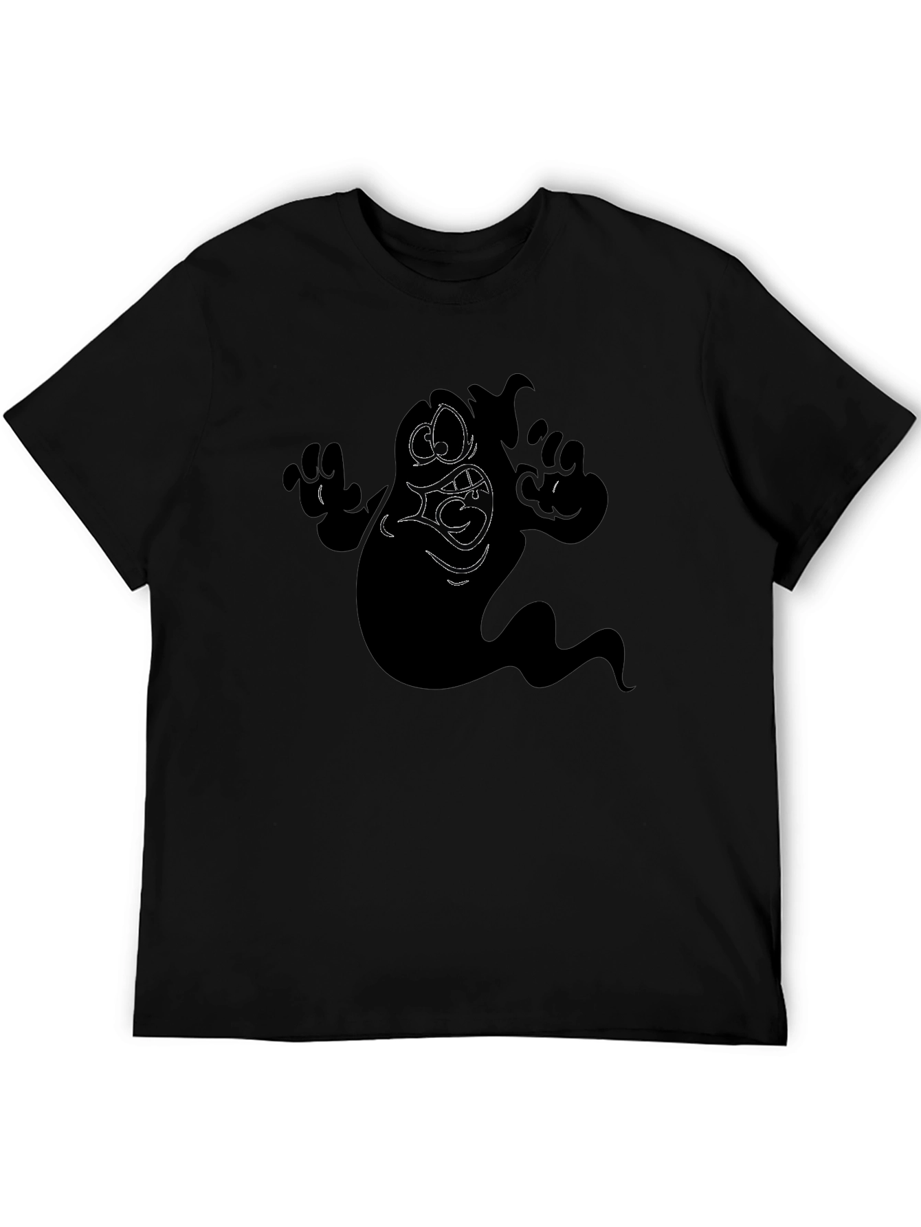 Spooky Ghost Graphic Tee - Mens Black T-Shirt
